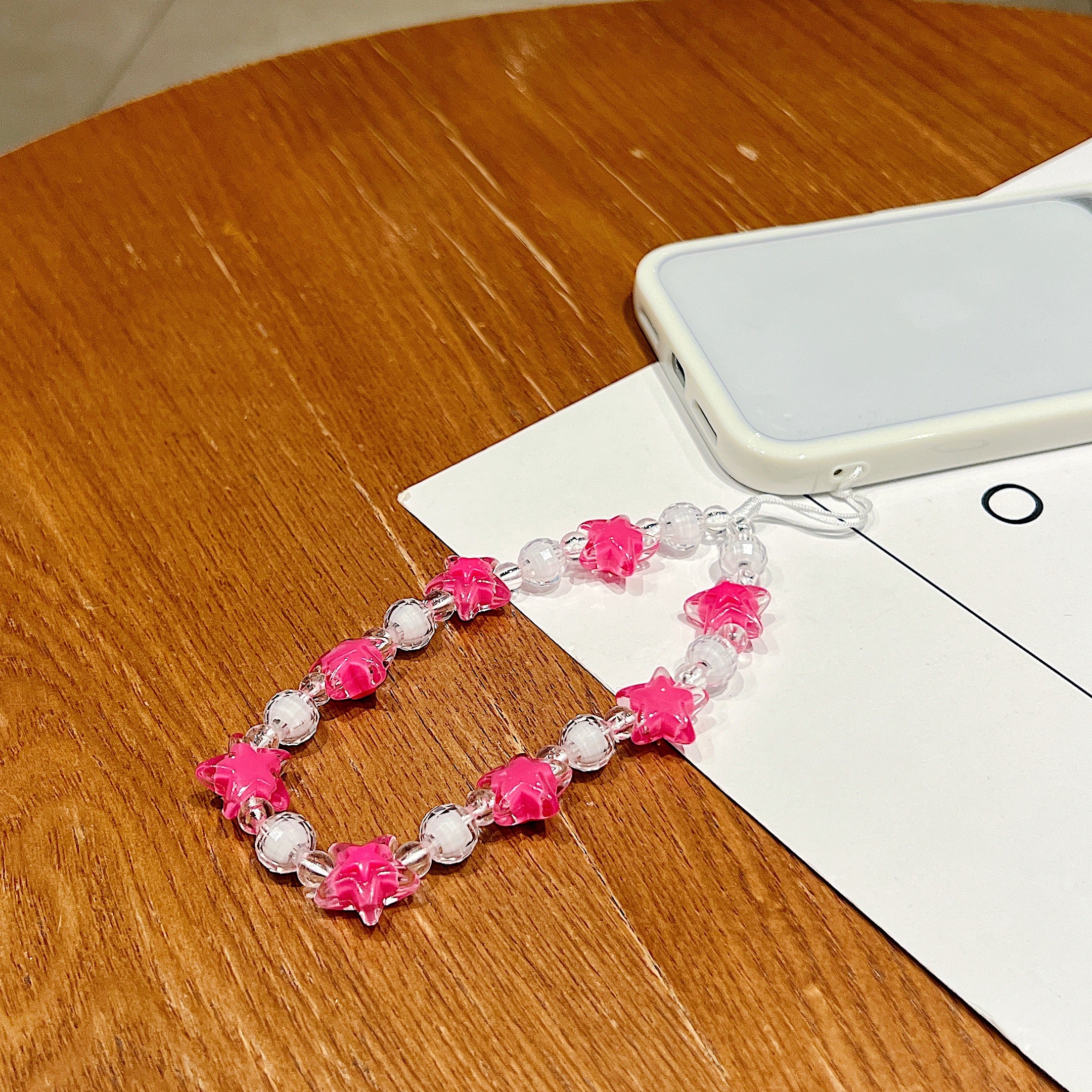 Hot Pink Star Beaded Phone Charm