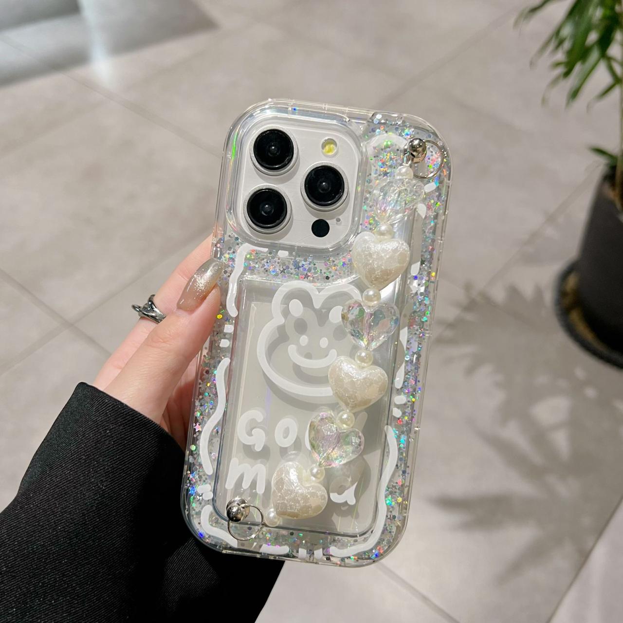 Good Morning Glitter With Chain Silicon Phone Cases For iPhone 11