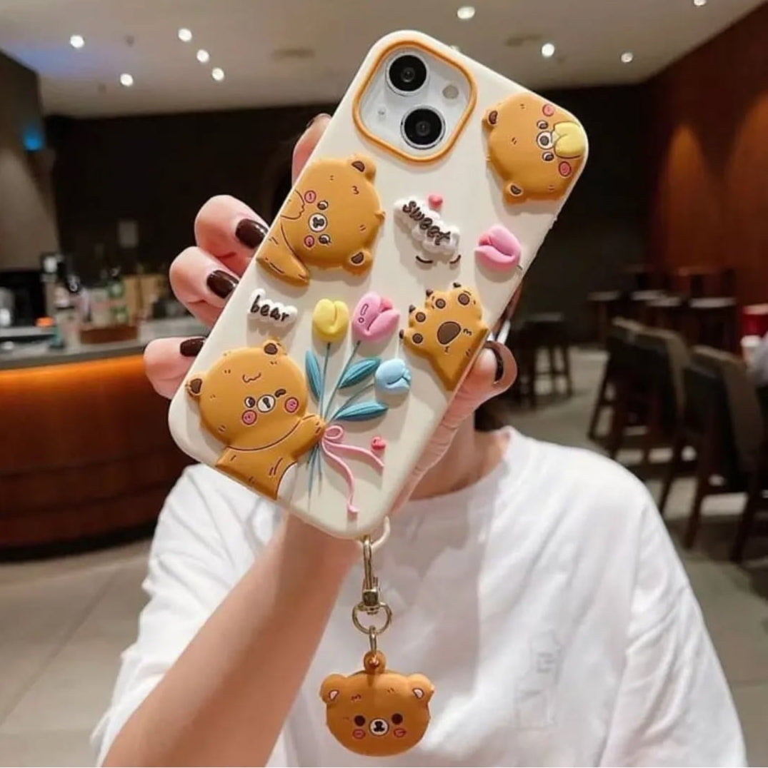 Sweet Tulip Bear With Sweet Charm Silicon Phone Cases