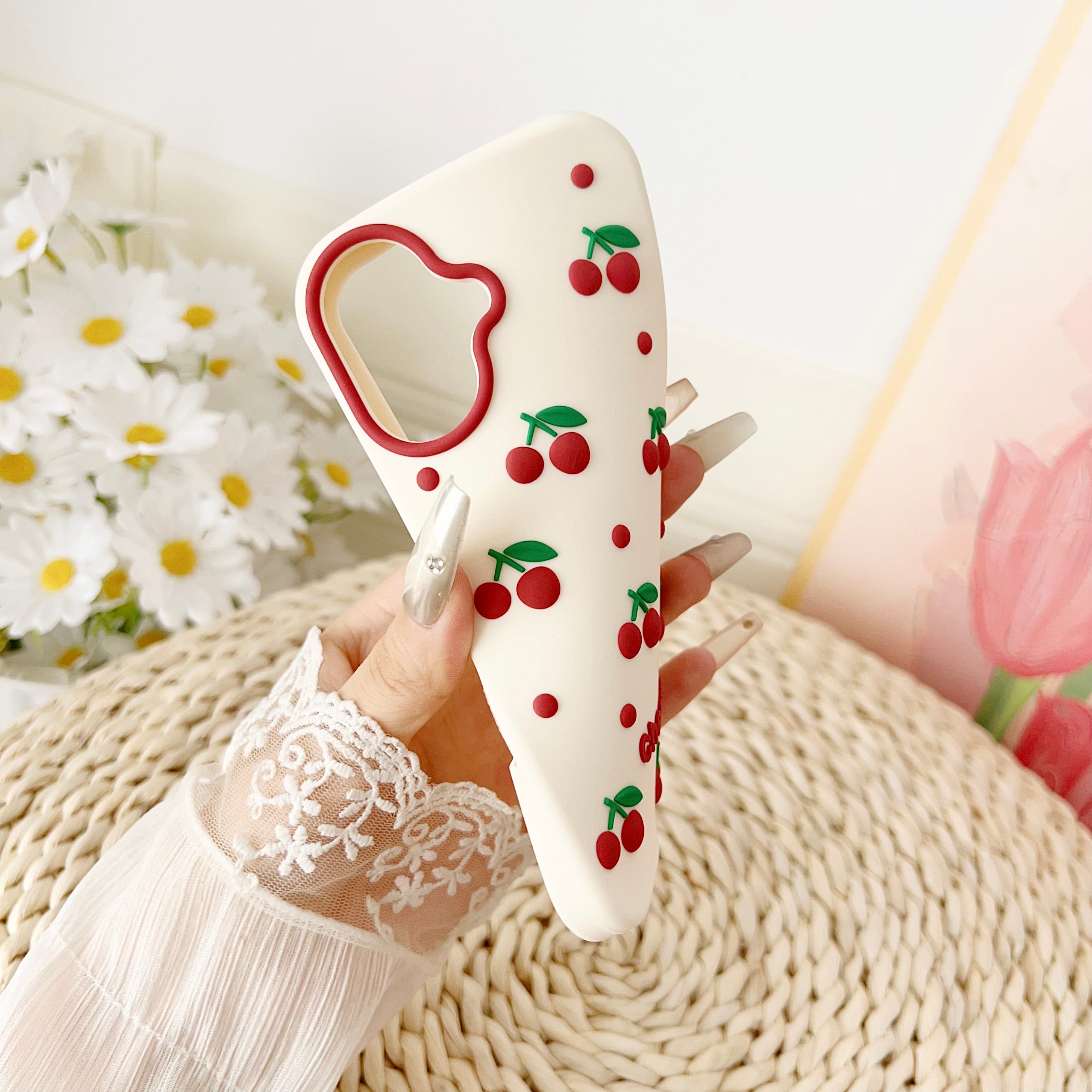 Cherry Bracket Soft Silicone Phone Case For iPhone 13