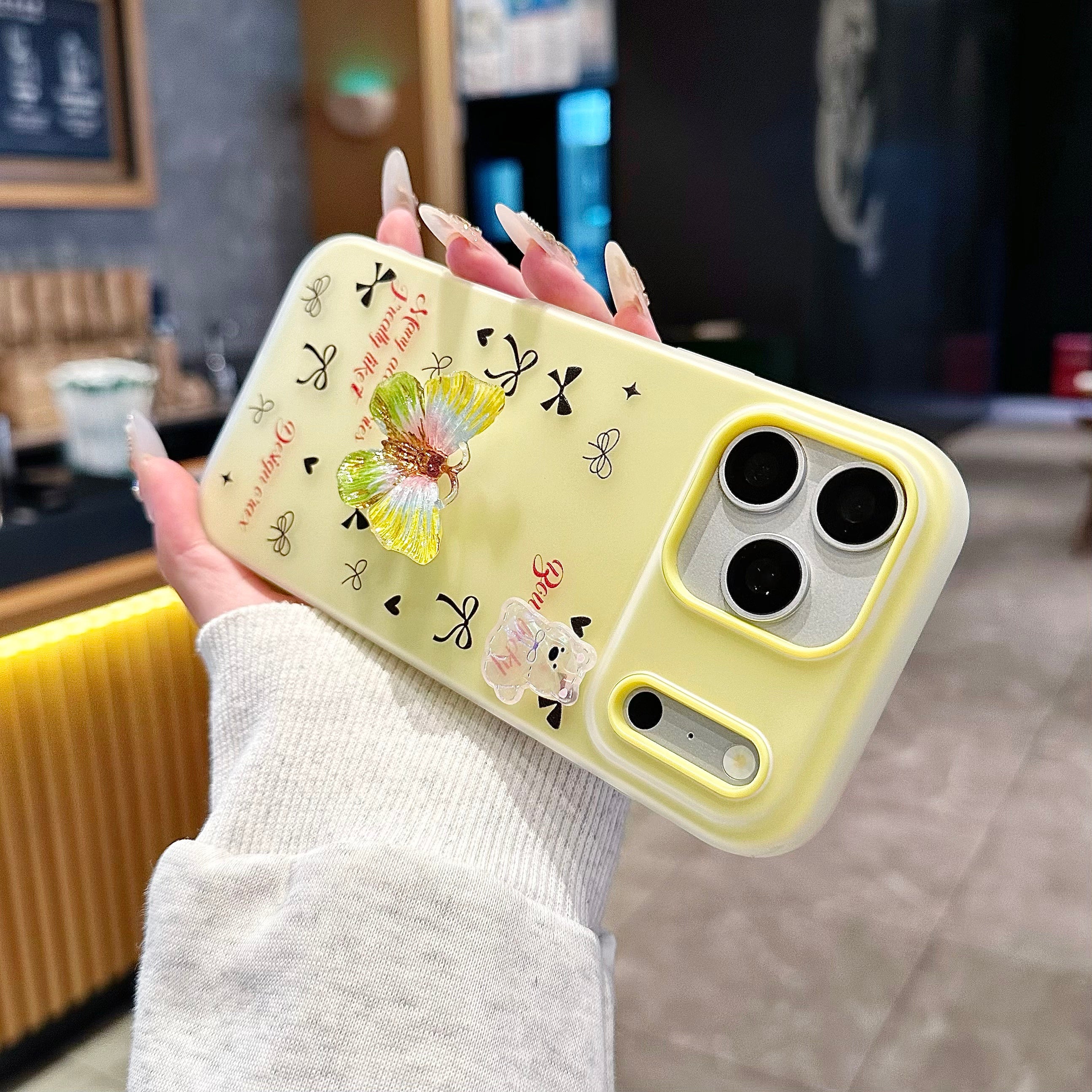 Desert Bloom Butterfly 3D Golden Wing & Blossom Shield Silicone Phone Case