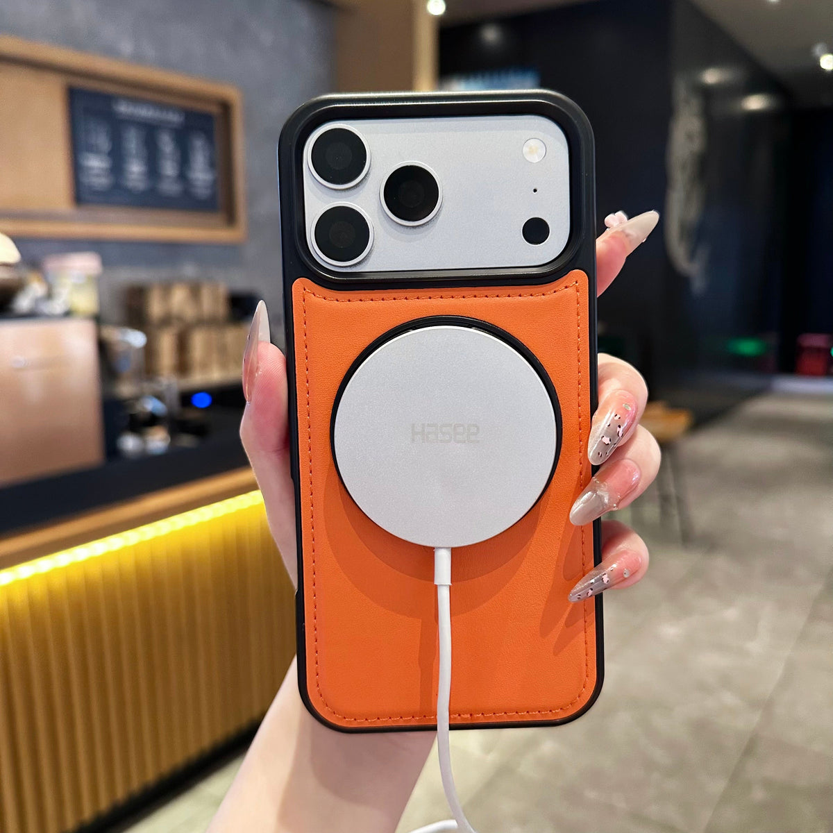 Vegan leather MagSafe iPhone case with ring stand - view 6
