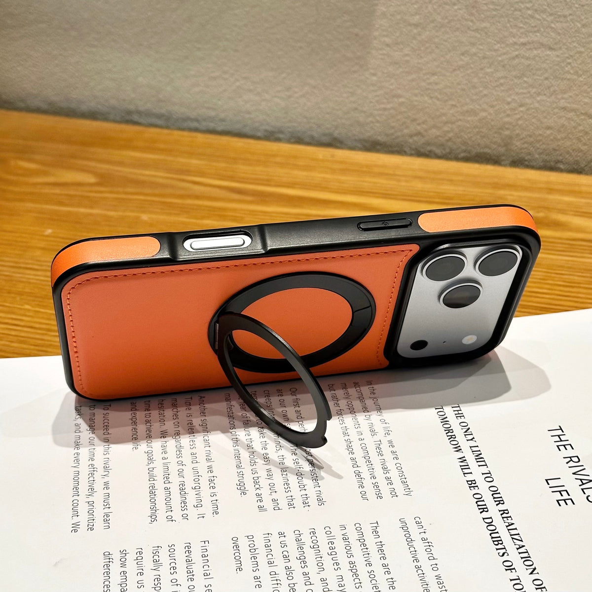 Vegan leather MagSafe iPhone case with ring stand - view 9