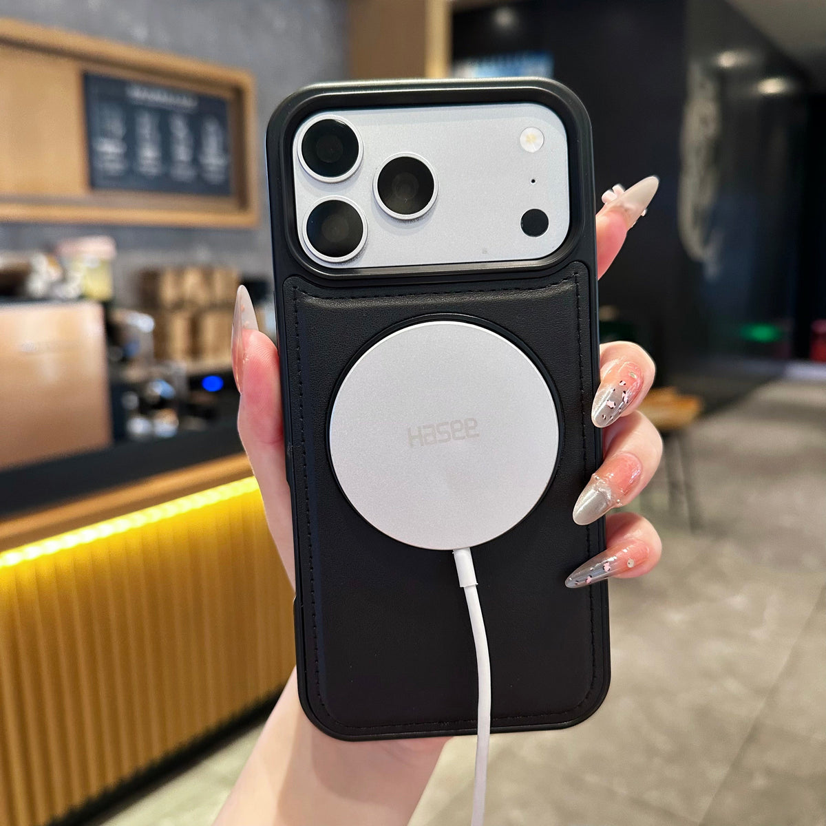 Vegan leather MagSafe iPhone case with ring stand - view 5