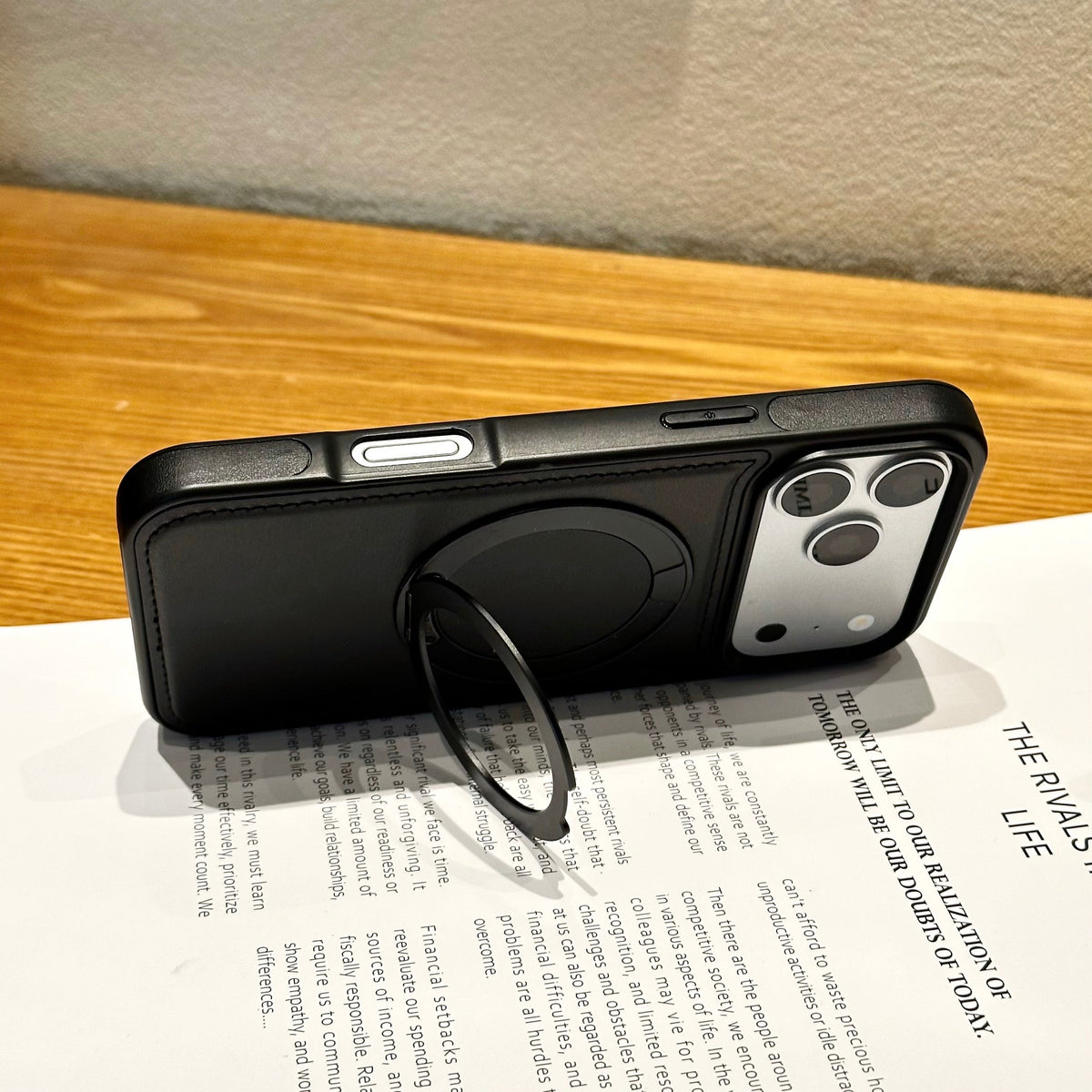 Vegan leather MagSafe iPhone case with ring stand - view 8