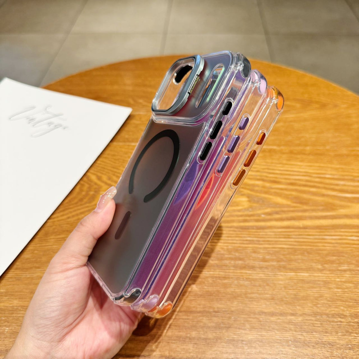 Moonlight Silver Holographic MagSafe Stand Case - Phone Case For iPhone