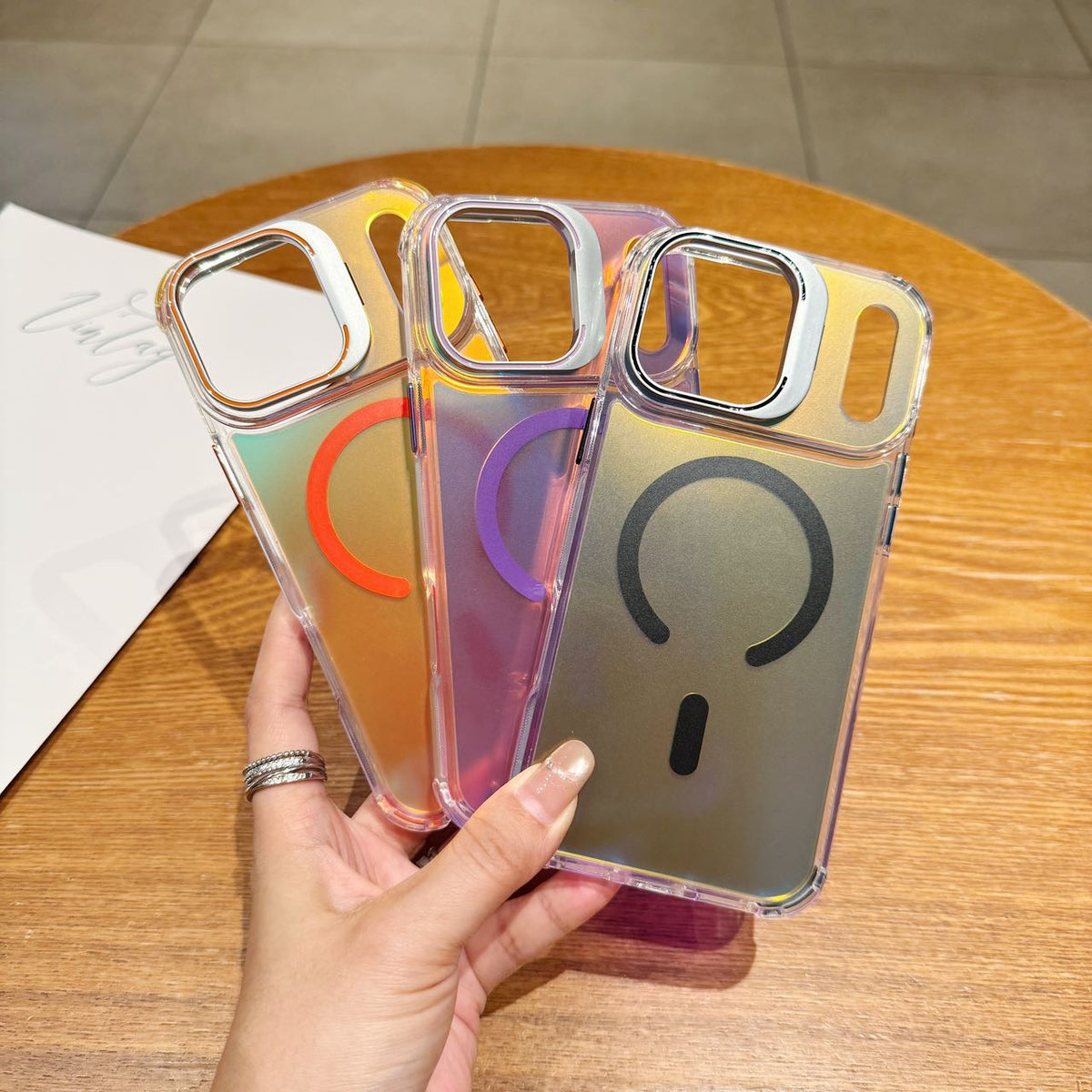 Moonlight Silver Holographic MagSafe Stand Case - Phone Case For iPhone