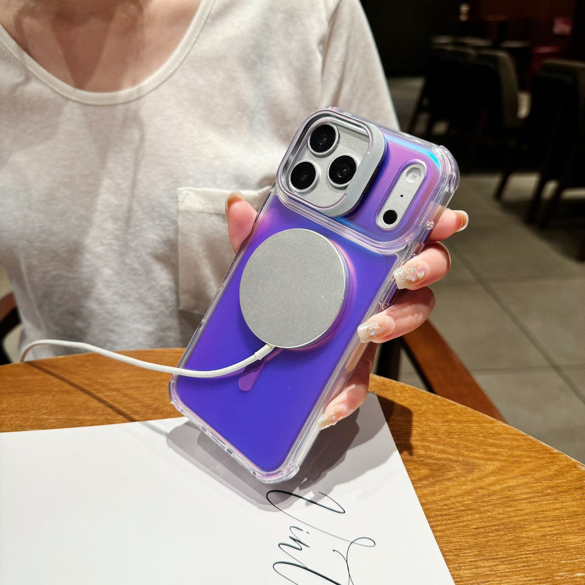 Lavender Glow Holographic MagSafe Stand Case - Phone Case For iPhone