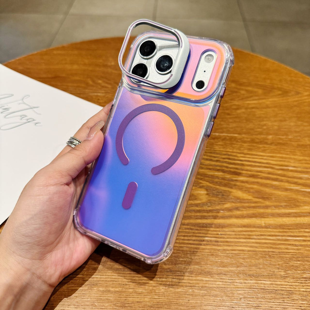 Lavender Glow Holographic MagSafe Stand Case - Phone Case For iPhone