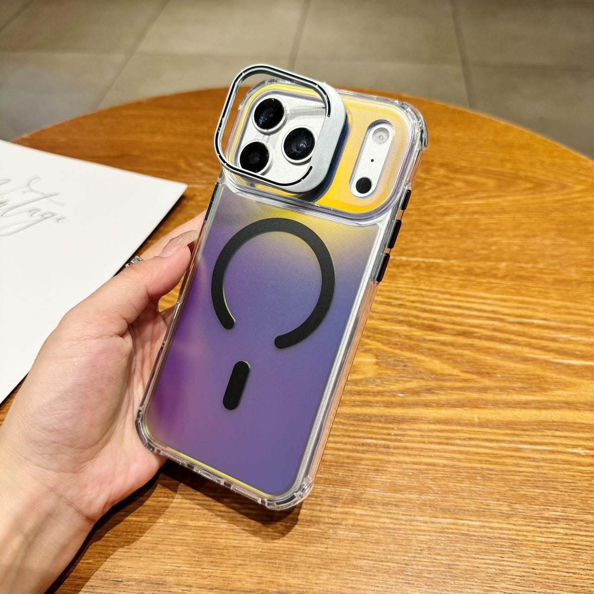 Lavender Glow Holographic MagSafe Stand Case - Phone Case For iPhone