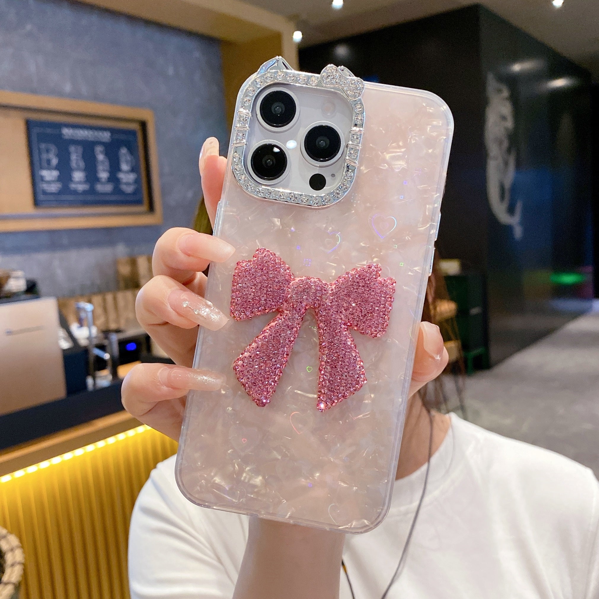 Luxury Bow Bling Case – Cute Pink Edition Case For iPhone 14 Pro Max