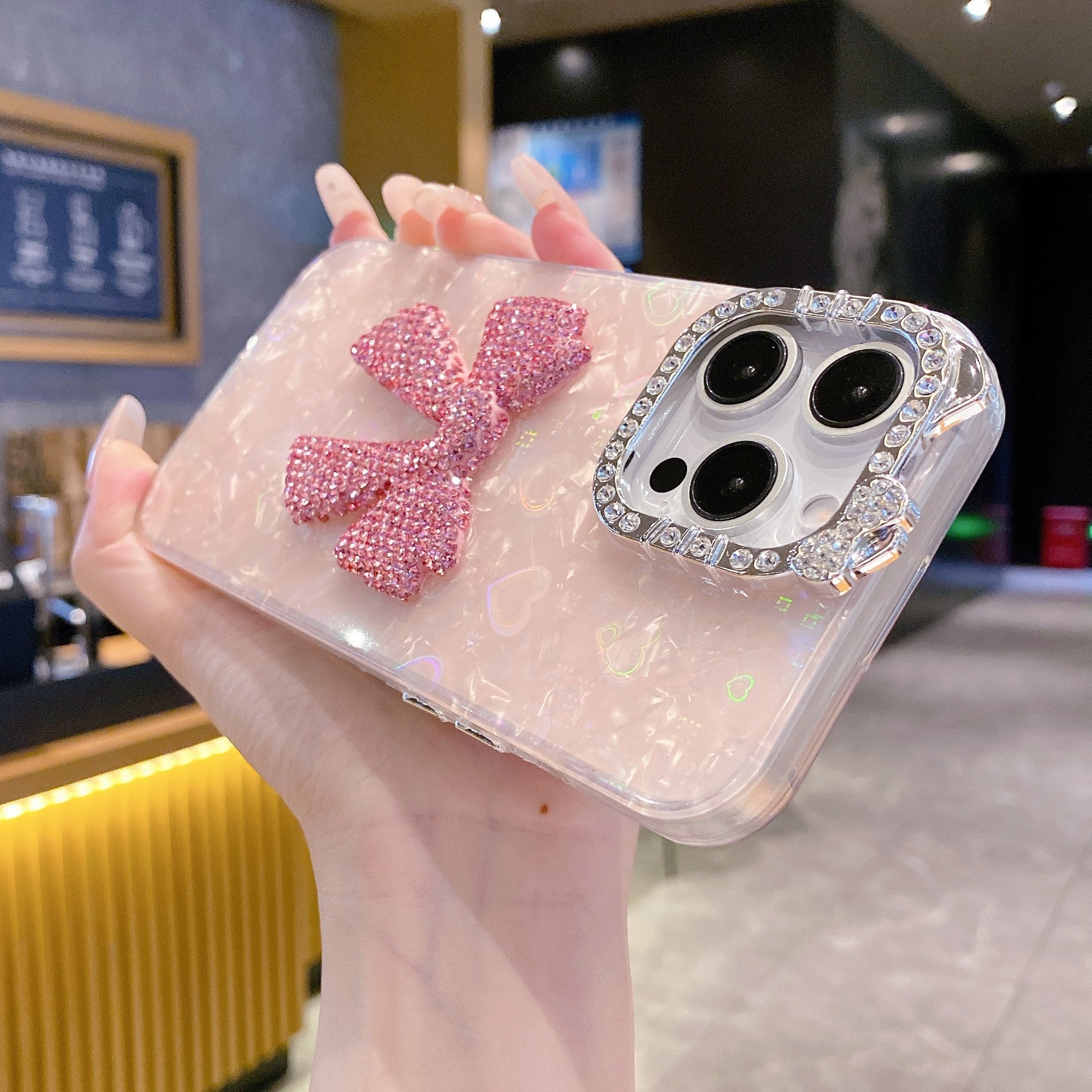 Luxury Bow Bling Case – Cute Pink Edition Case For iPhone 15 Plus