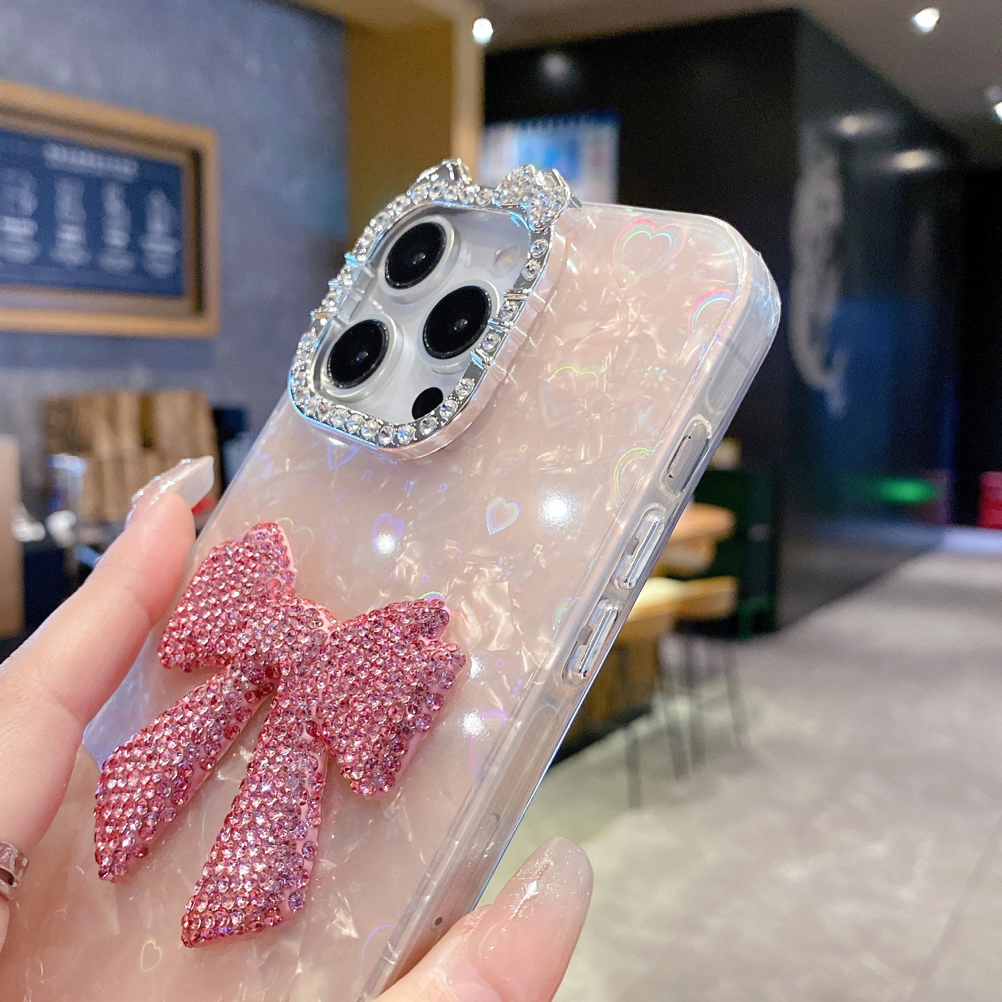 Luxury Bow Bling Case – Cute Pink Edition Case For iPhone 17