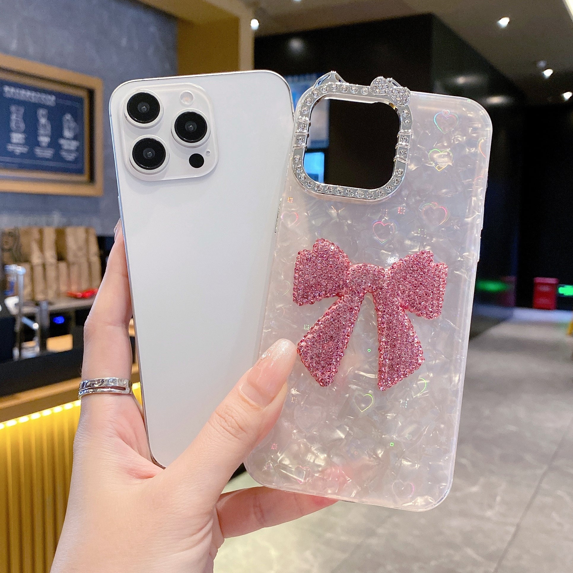 Luxury Bow Bling Case – Cute Pink Edition Case For iPhone 13