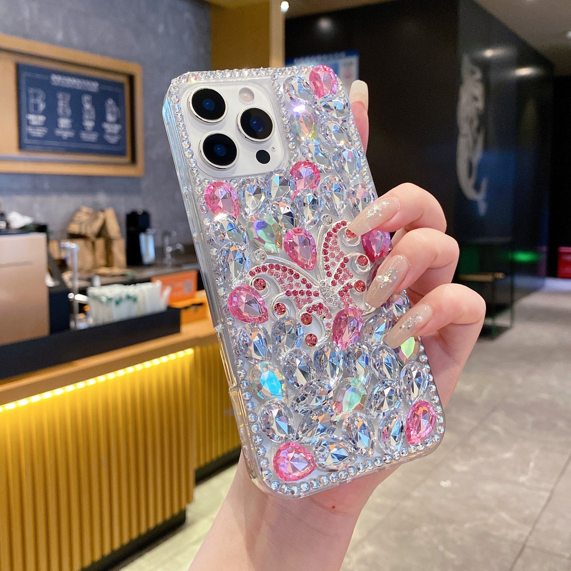 Luxury Crystal Diamond Butterfly Bling Phone Case For iPhone 17 Pro