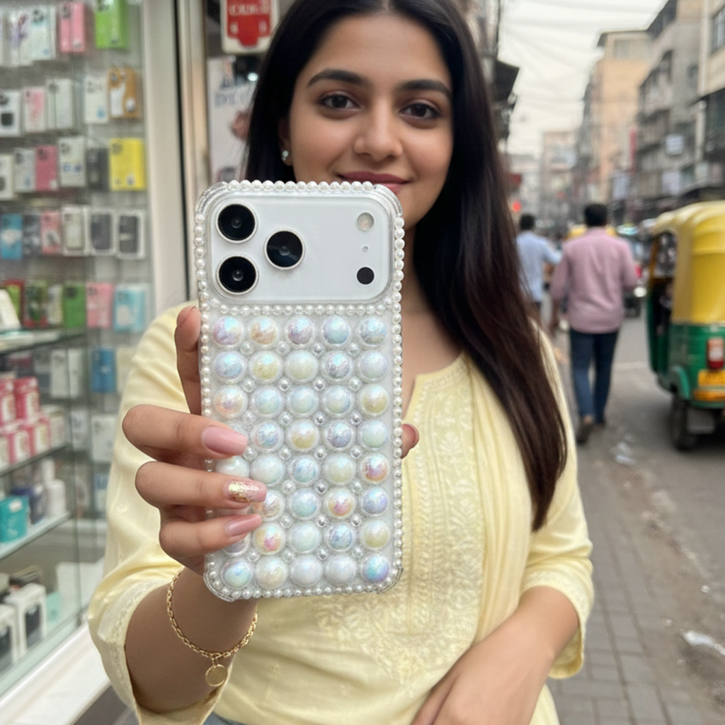 Mermaid Core Pearl Case - Glow-in-the-Light Bubble Texture with Pearl Camera Guard Phone Case For iPhone 17 pro max