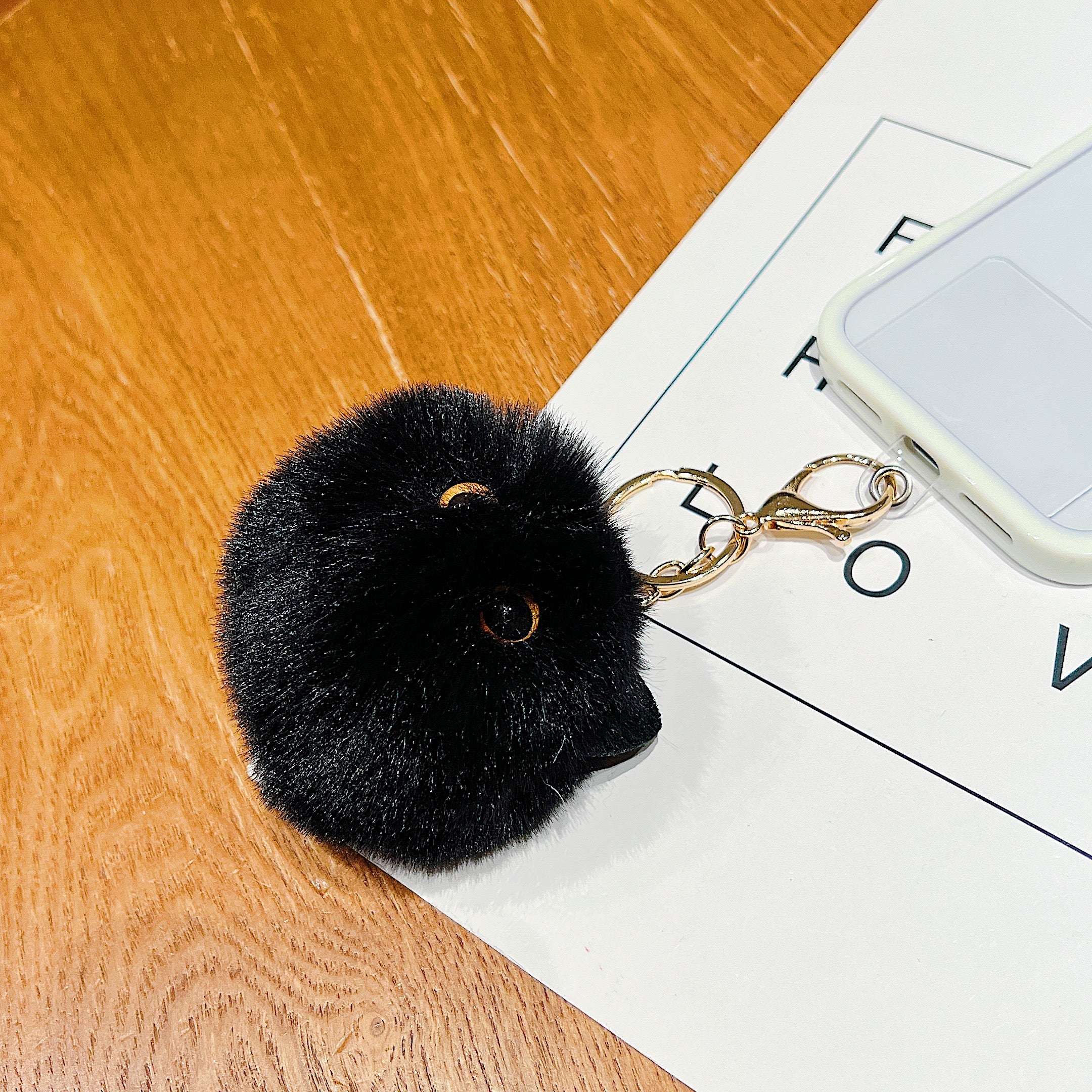 Midnight Black Pom-Pom Plush Bracelet