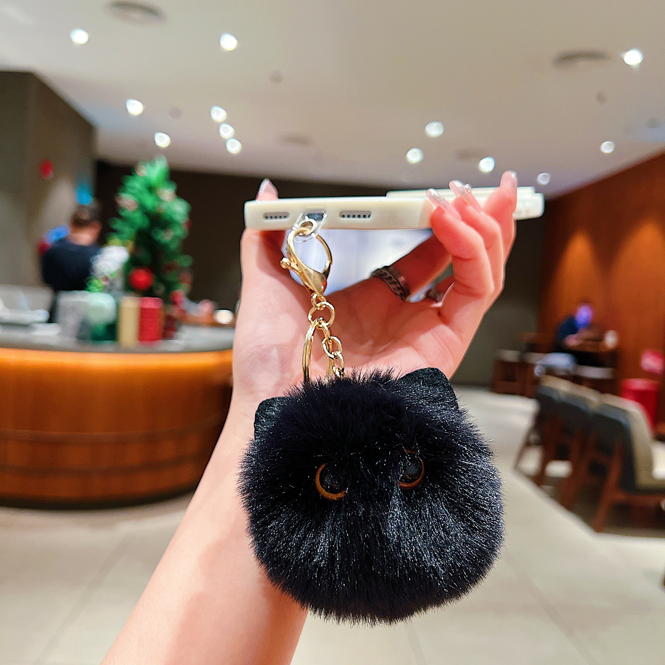 Midnight Black Pom-Pom Plush Bracelet