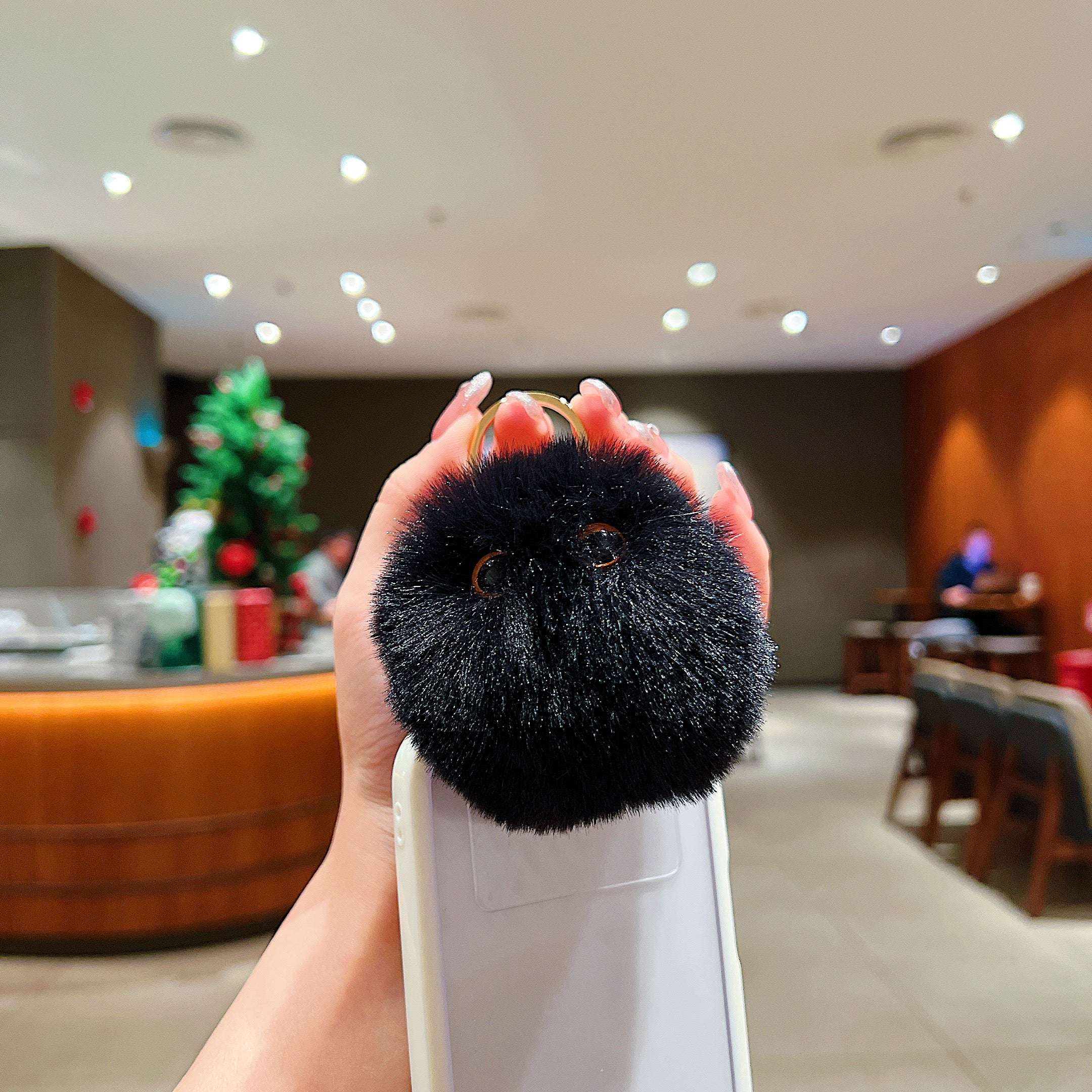 Midnight Black Pom-Pom Plush Bracelet