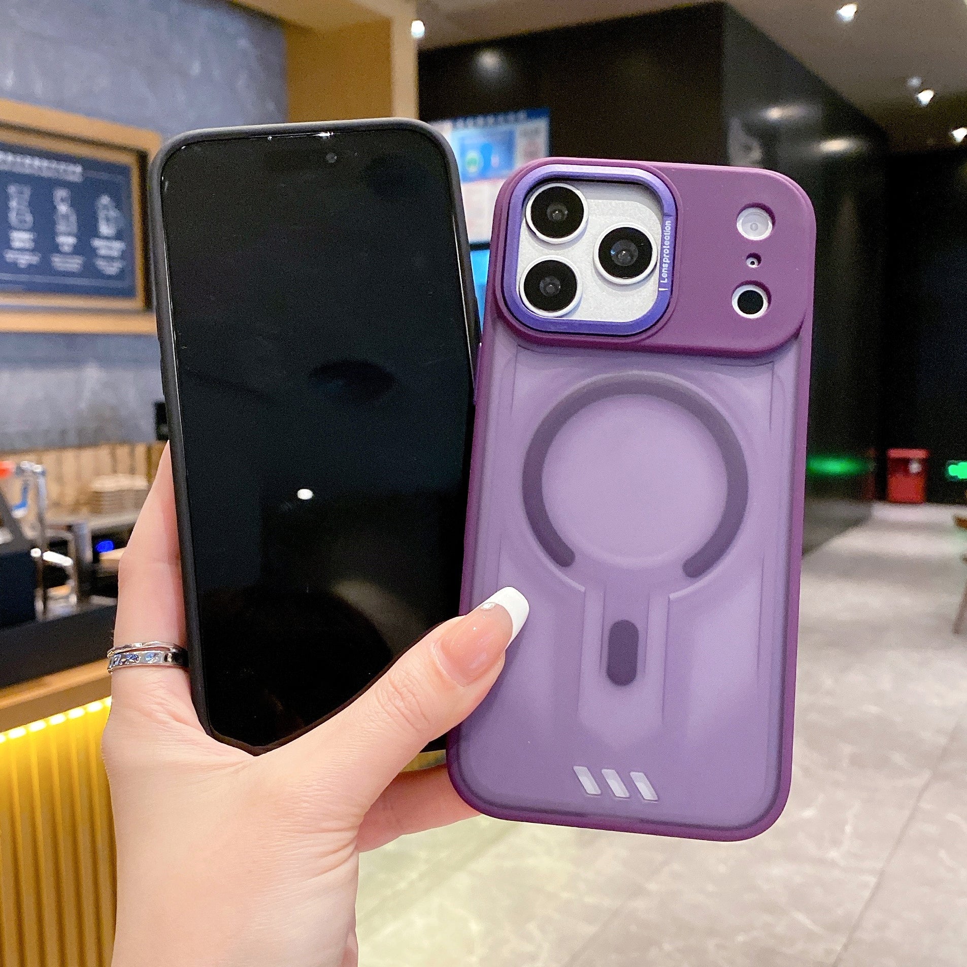 Midnight Purple MagSafe Ring Silicone Case For iPhone 15