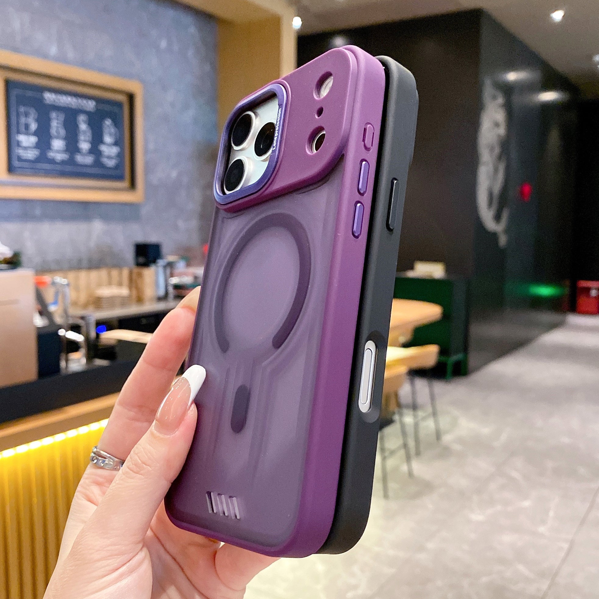 Midnight Purple MagSafe Ring Silicone Case For iPhone 17