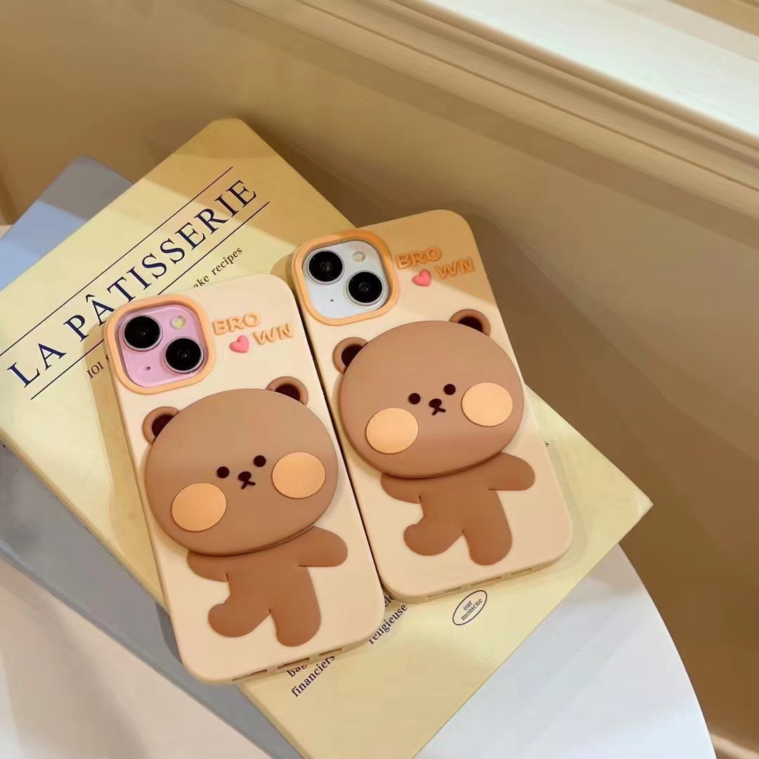 Mirror Bear Silicon Phone Cases For iPhone 14 Pro