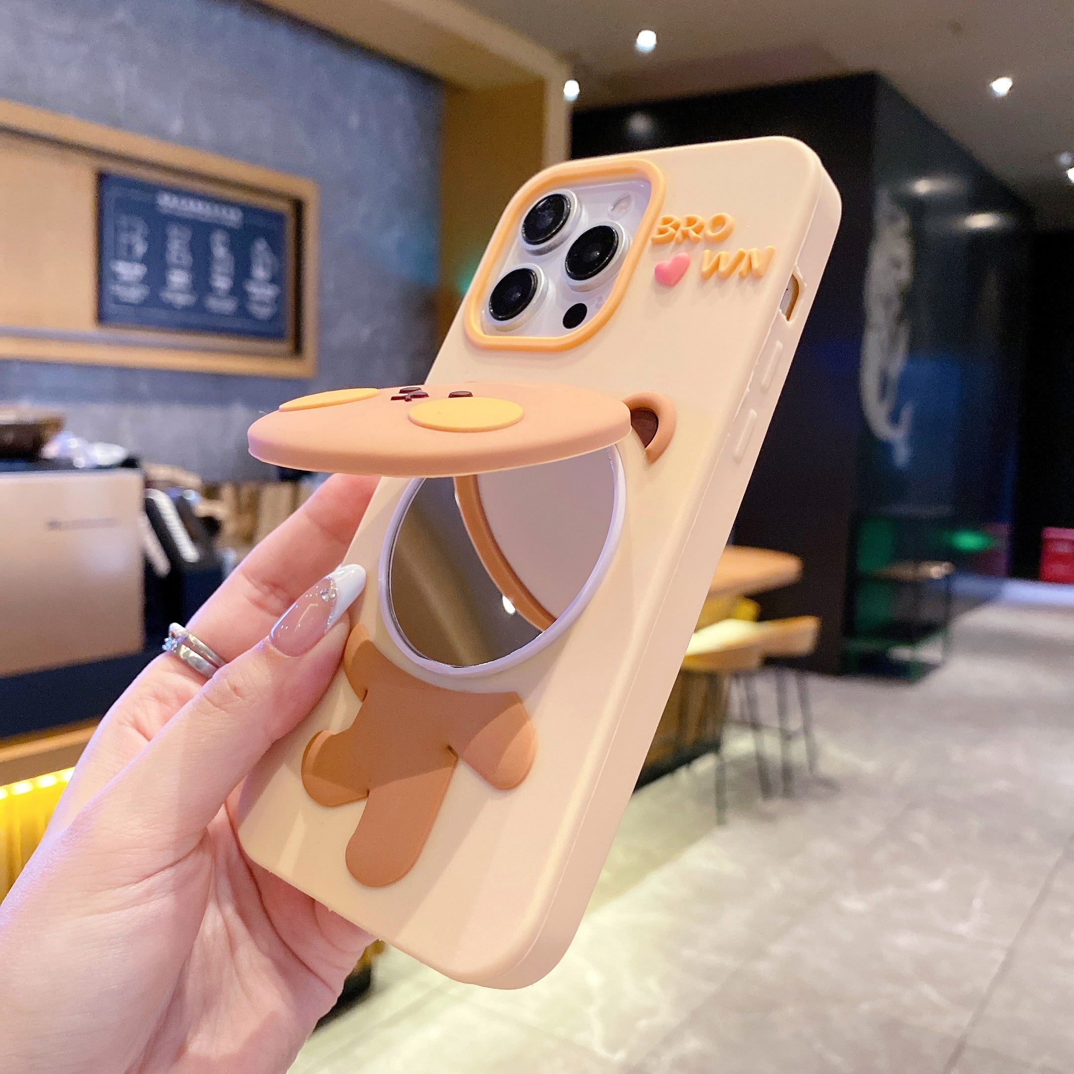 Mirror Bear Silicon Phone Cases For iPhone 16 Pro Max