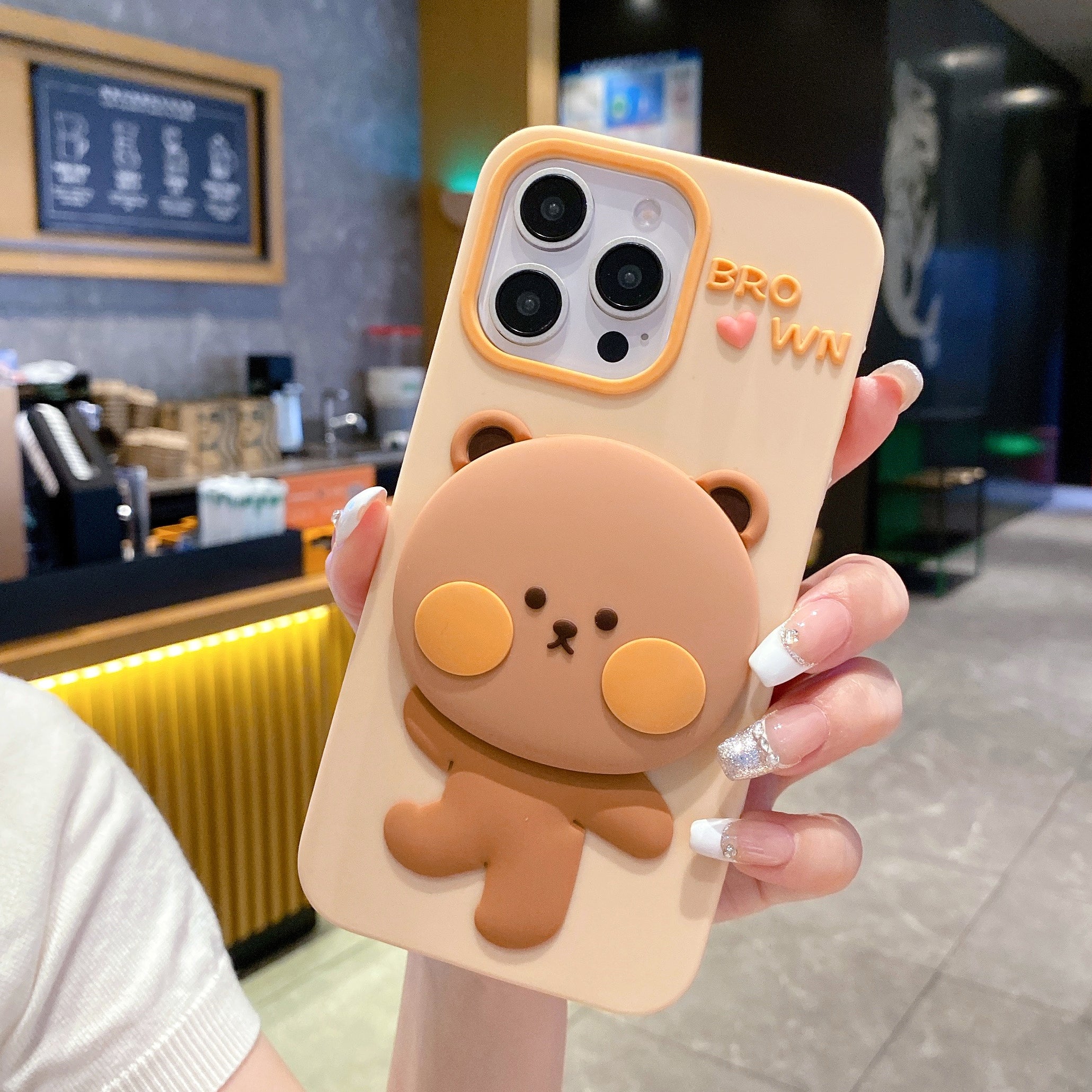Mirror Bear Silicon Phone Cases For iPhone 16 Pro Max