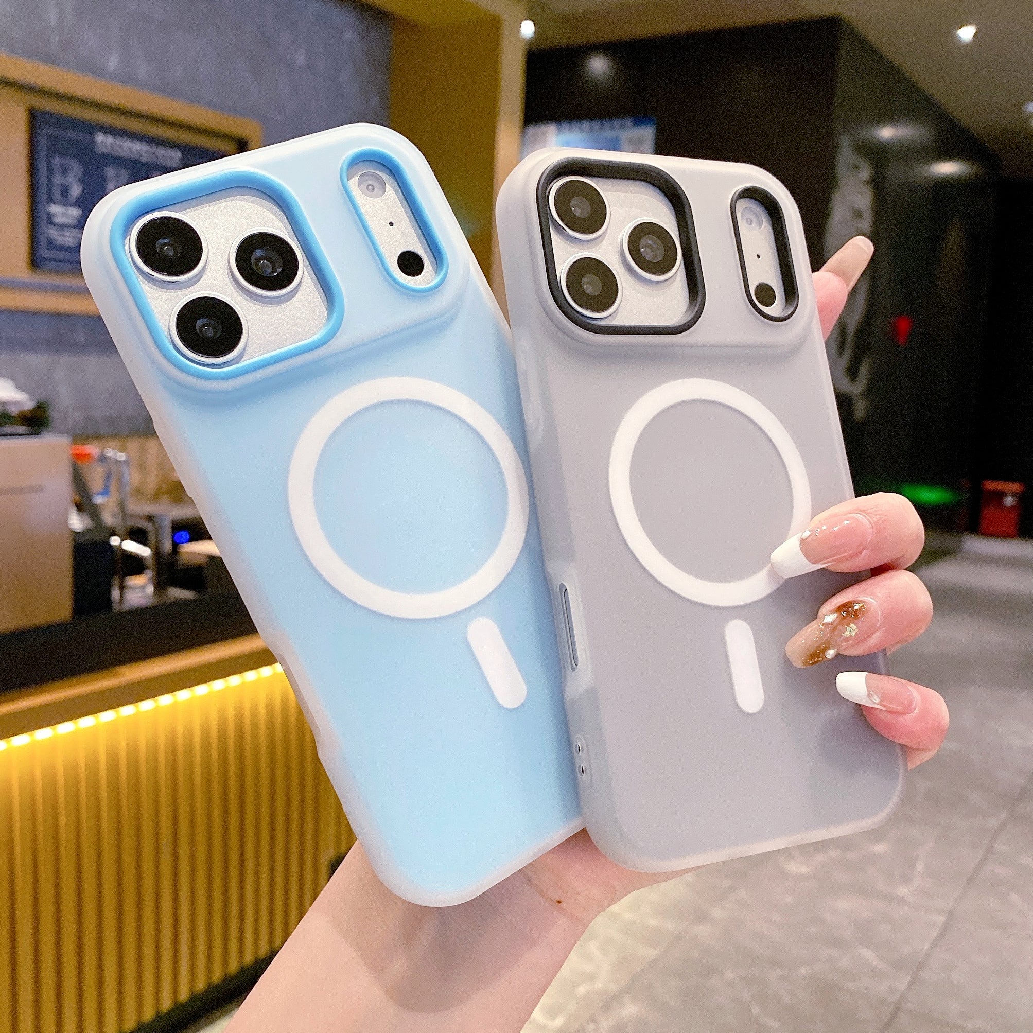 Ocean Blue With White MagSafe Ring Silicone Case For iPhone 17 Air