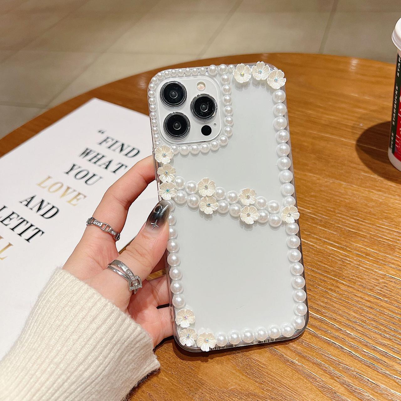 Pearl Edges Transparent Silicon Phone Cases For iPhone 12