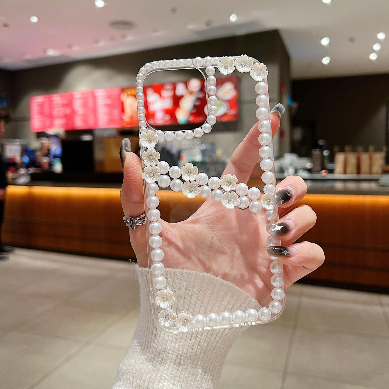 Pearl Edges Transparent Silicon Phone Cases For iPhone 12