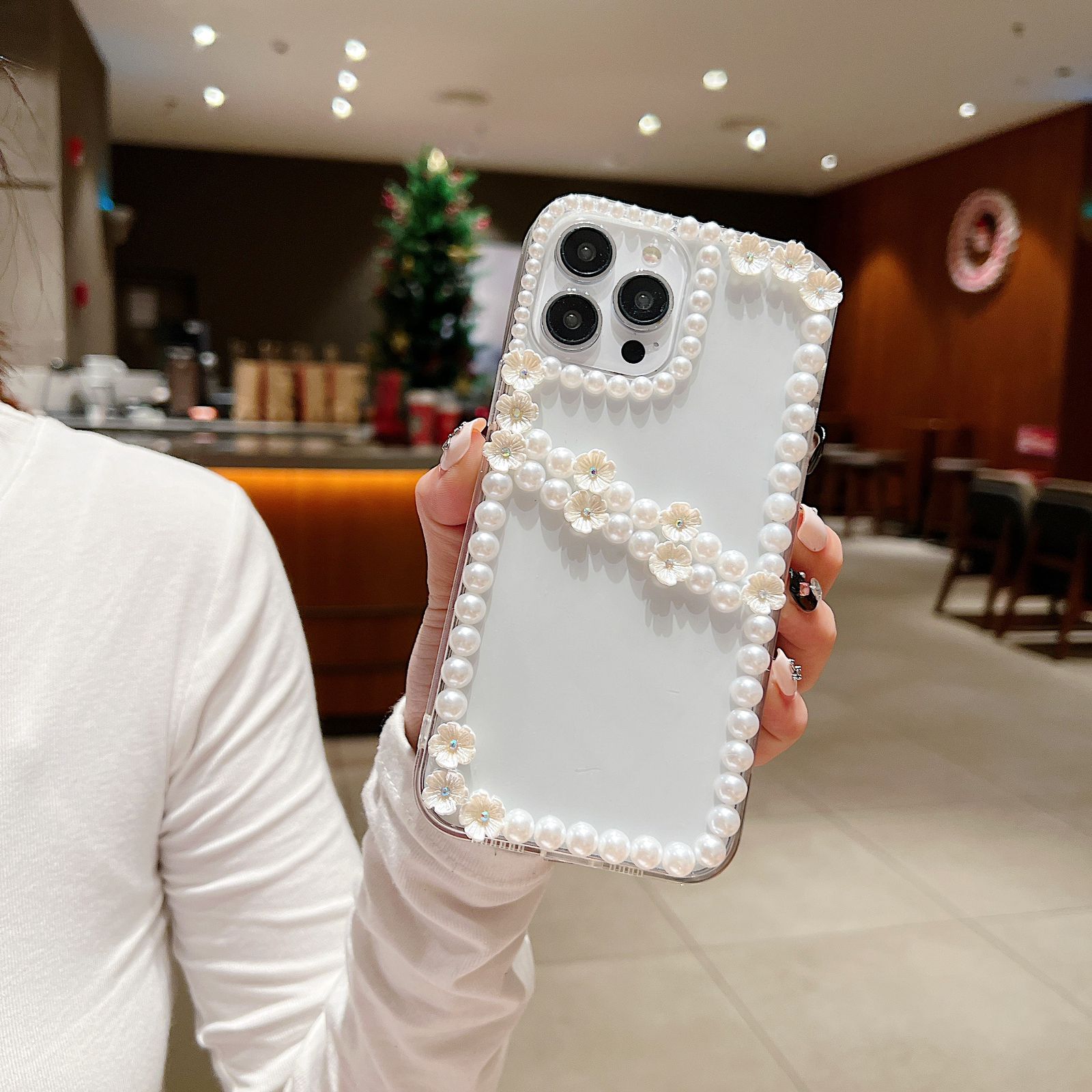 Pearl Edges Transparent Silicon Phone Cases For iPhone 12