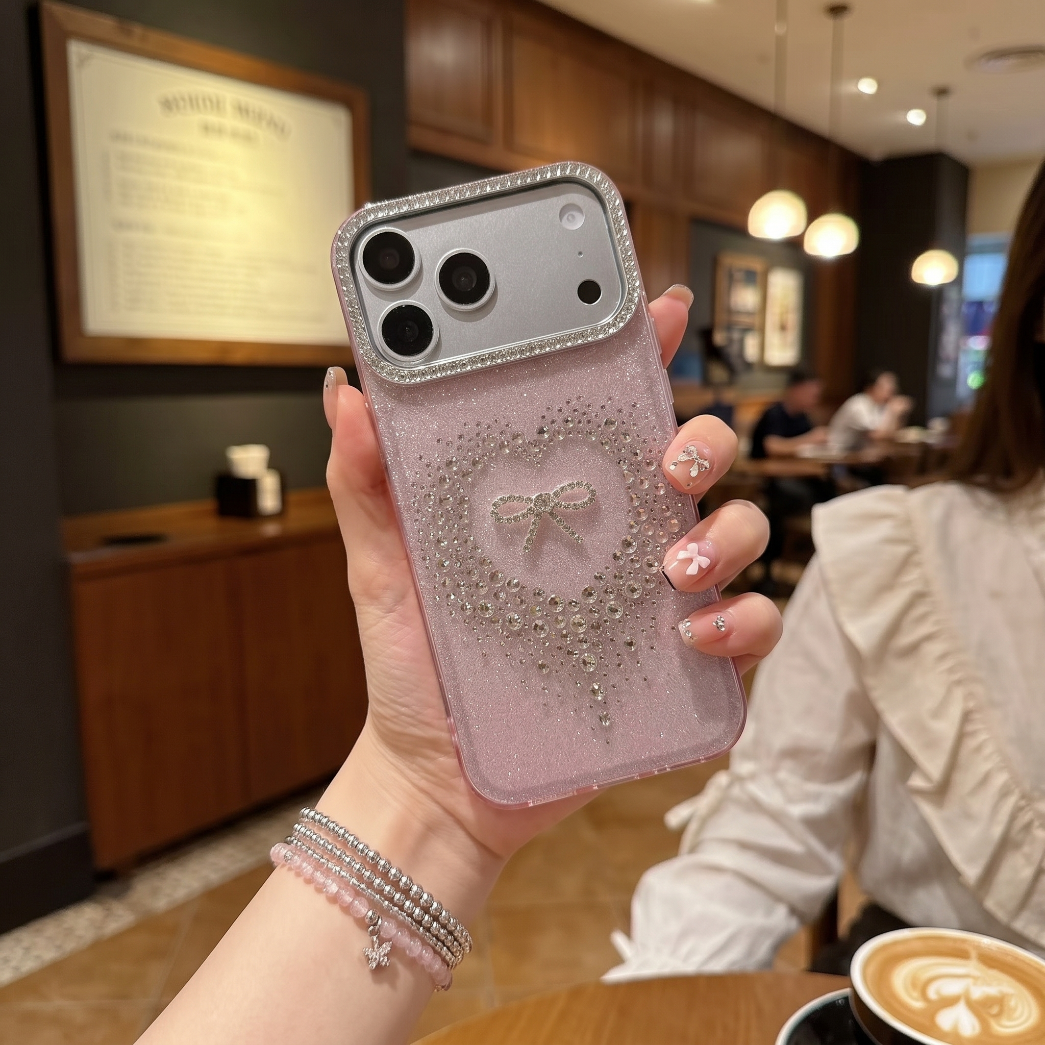Stardust Heart Shimmer Case Luxury Pink Ribbon & Glitter Shield