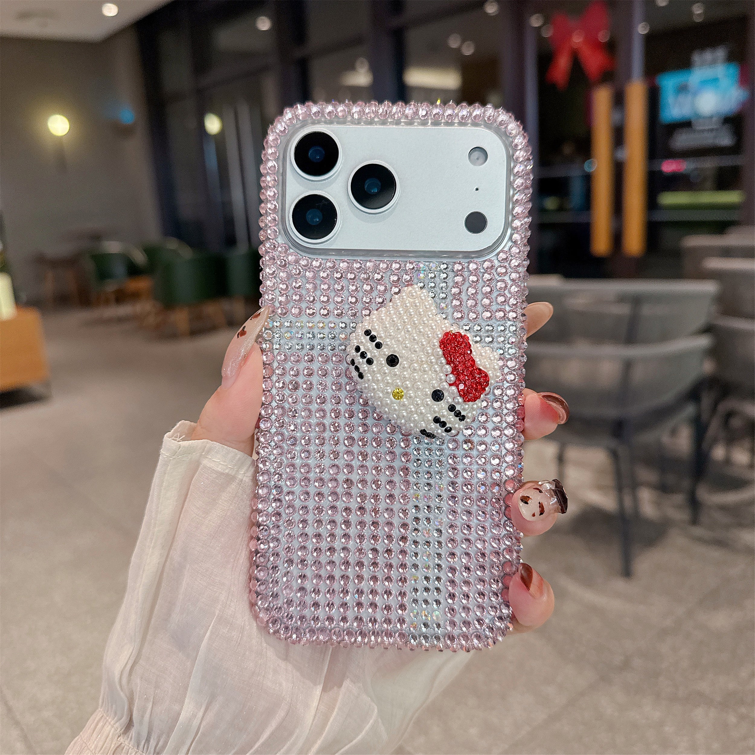 Pink Diamond Bliss Phone Case — Luxury Handcrafted Kitty Full Rhinestone Cover