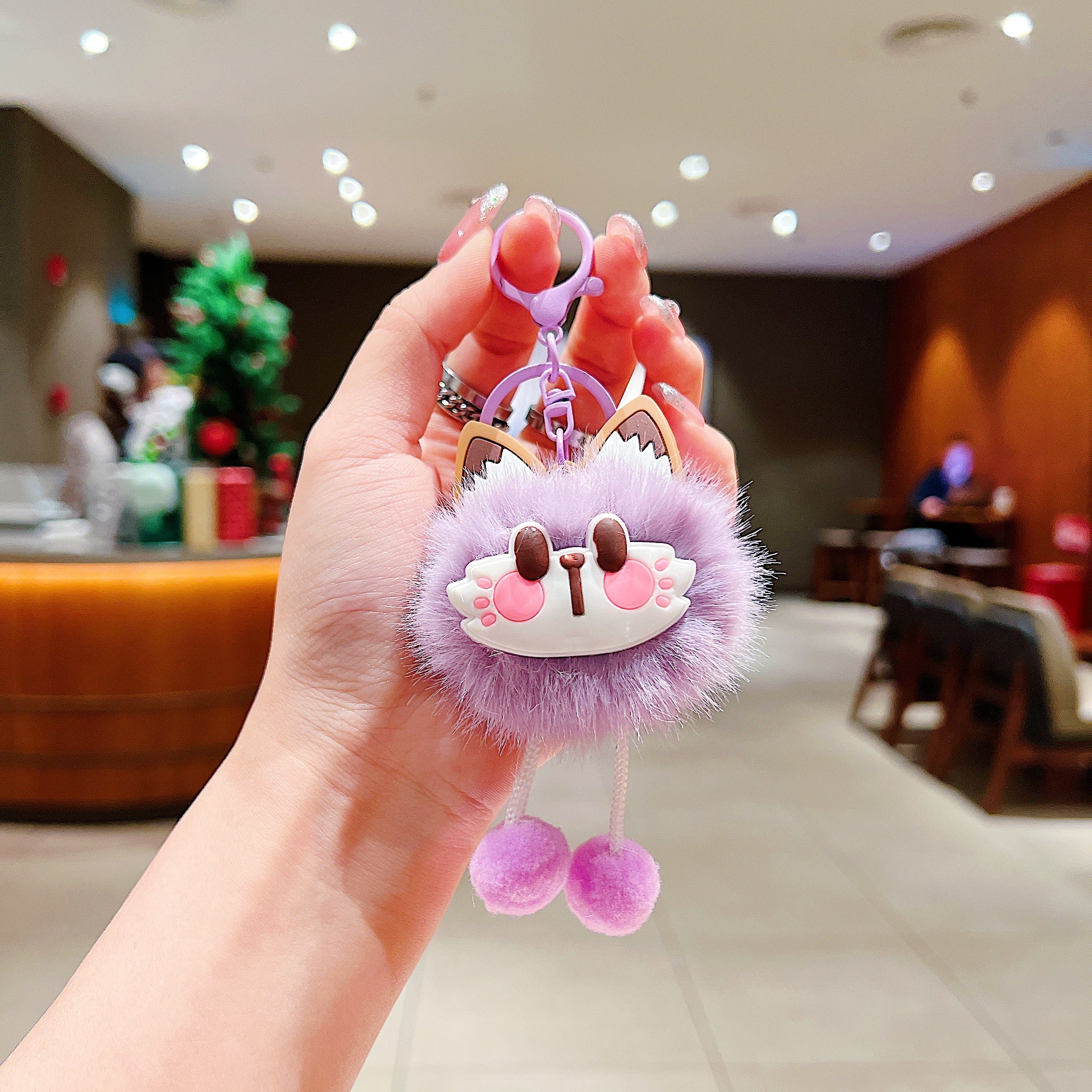 Purple Fluffy Cat Charm