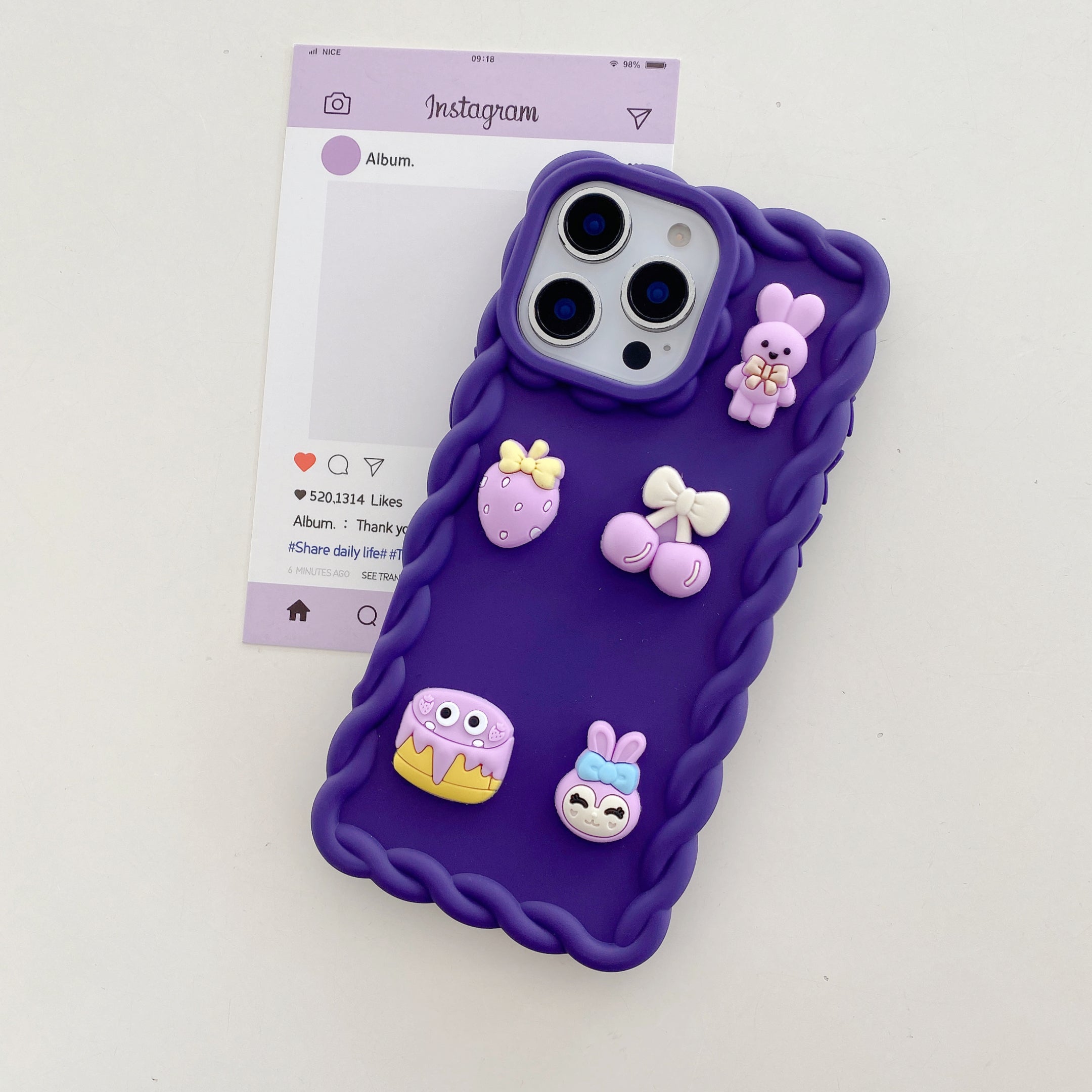 Purple Birthday Articals Silicon Phone Cases For iPhone 16 Pro Max