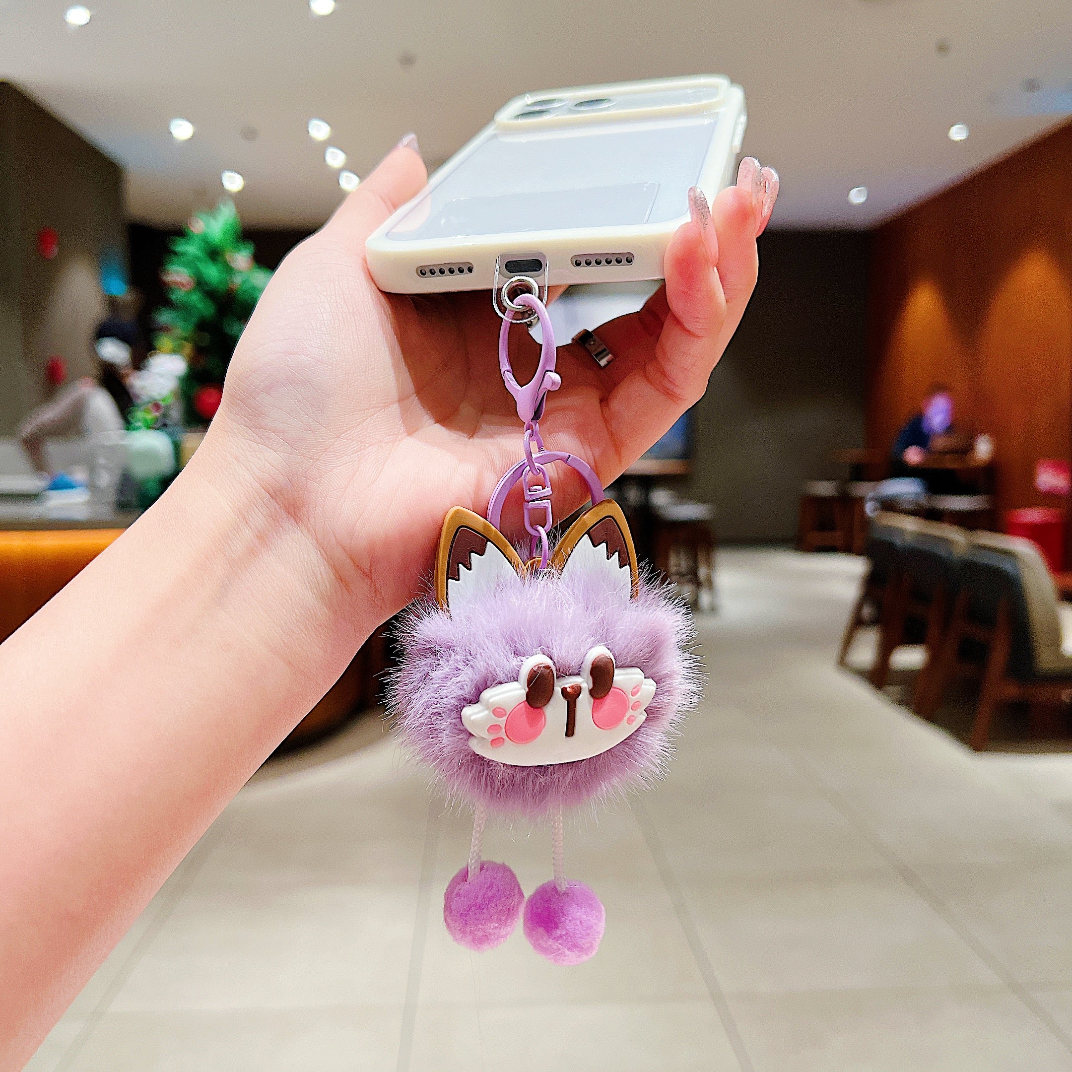 Purple Fluffy Cat Charm