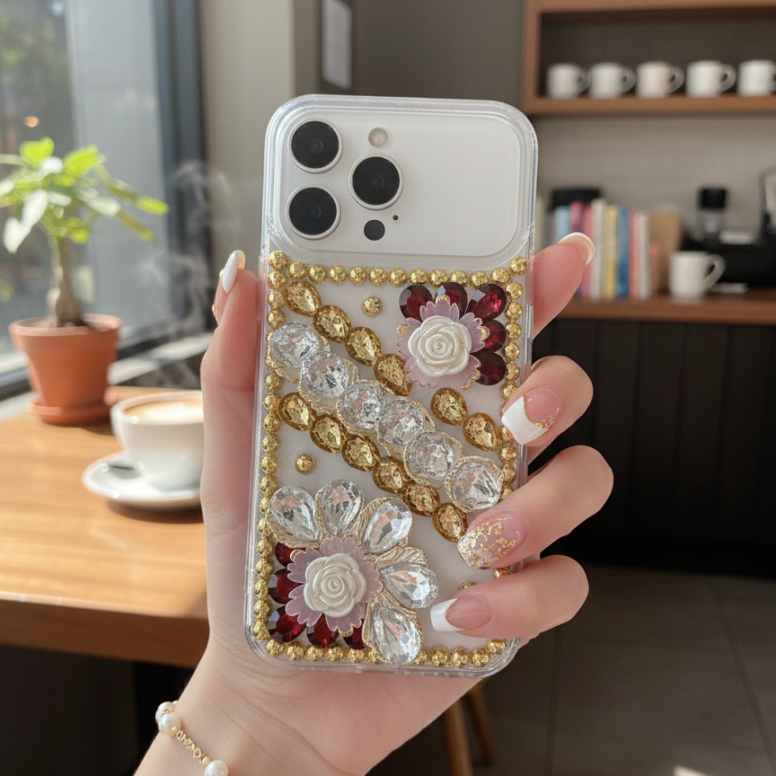 Red-Gold Diamond Silicon Phone Cases