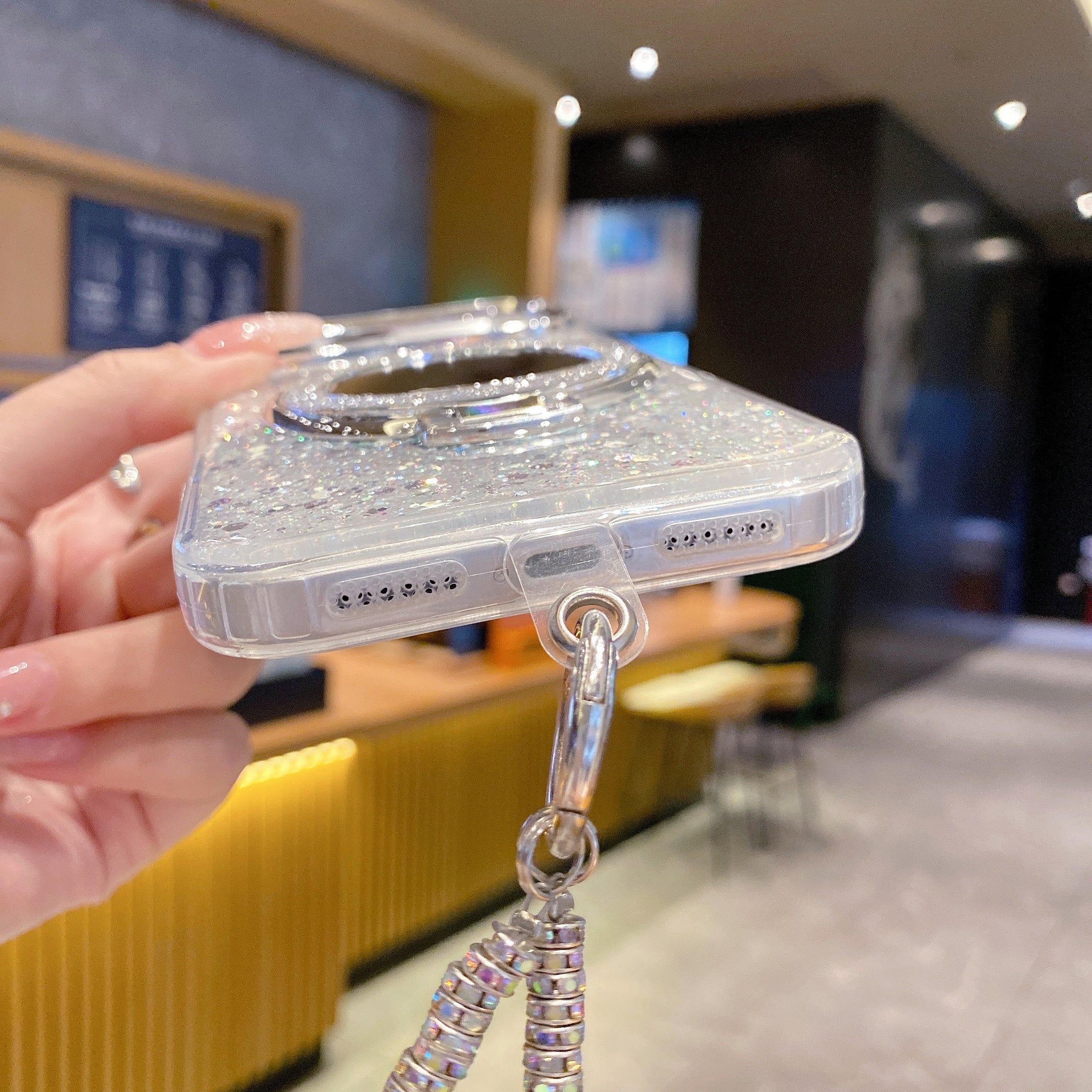 Silver Glitter Case with Ring Stand – Luxury Sparkle Design | Silicon Phone Case For iPhone 13