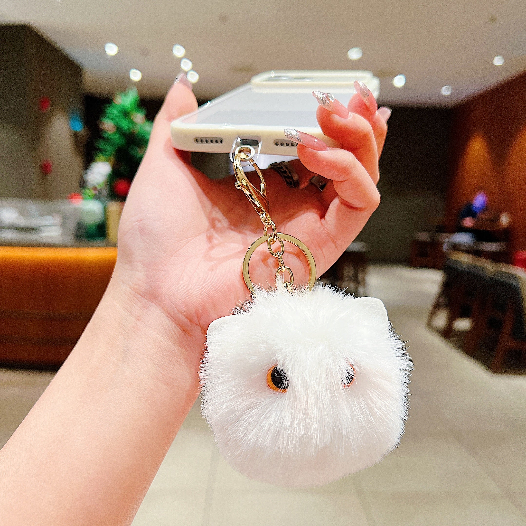 Snow White Fluffy Pom-Pom Charm