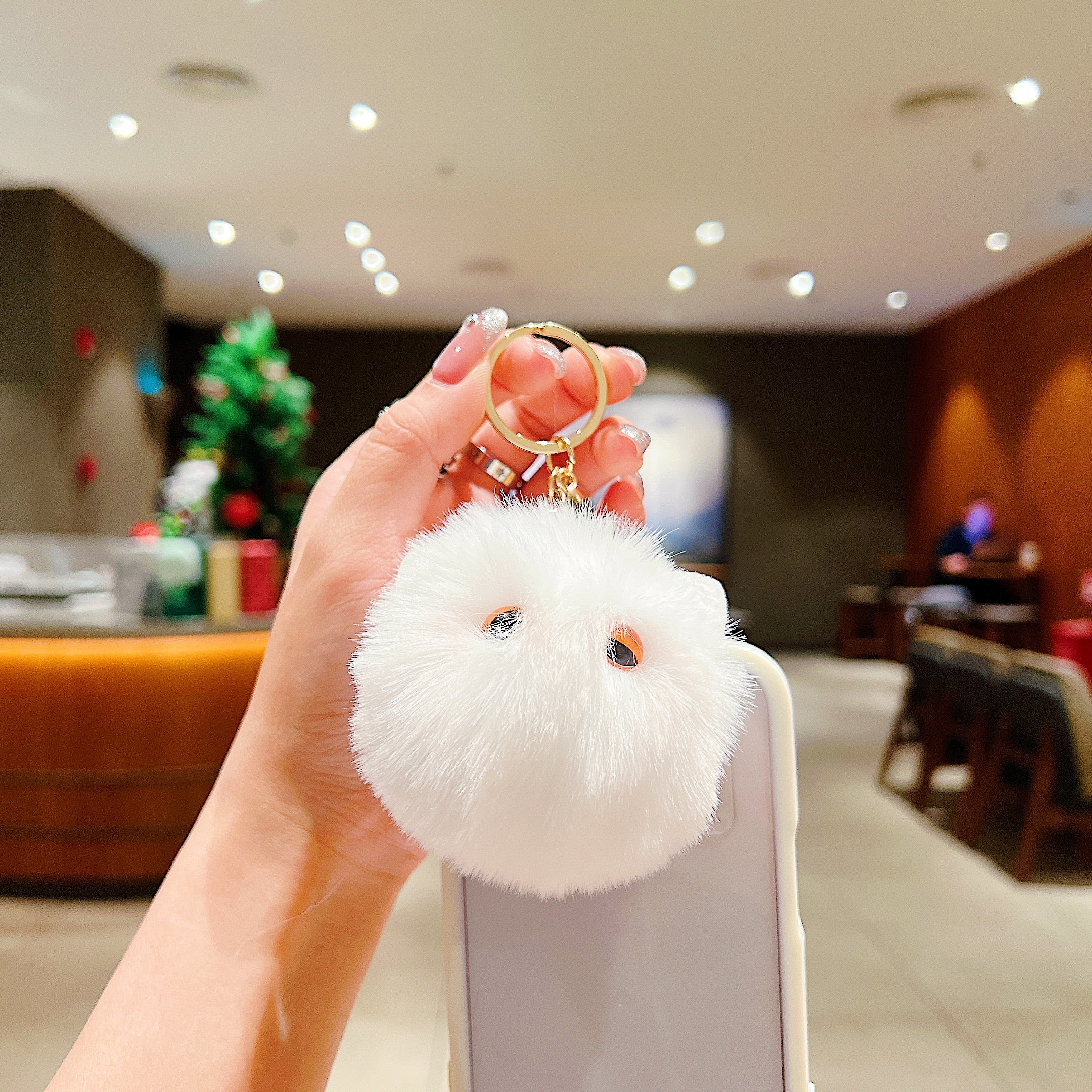 Snow White Fluffy Pom-Pom Charm