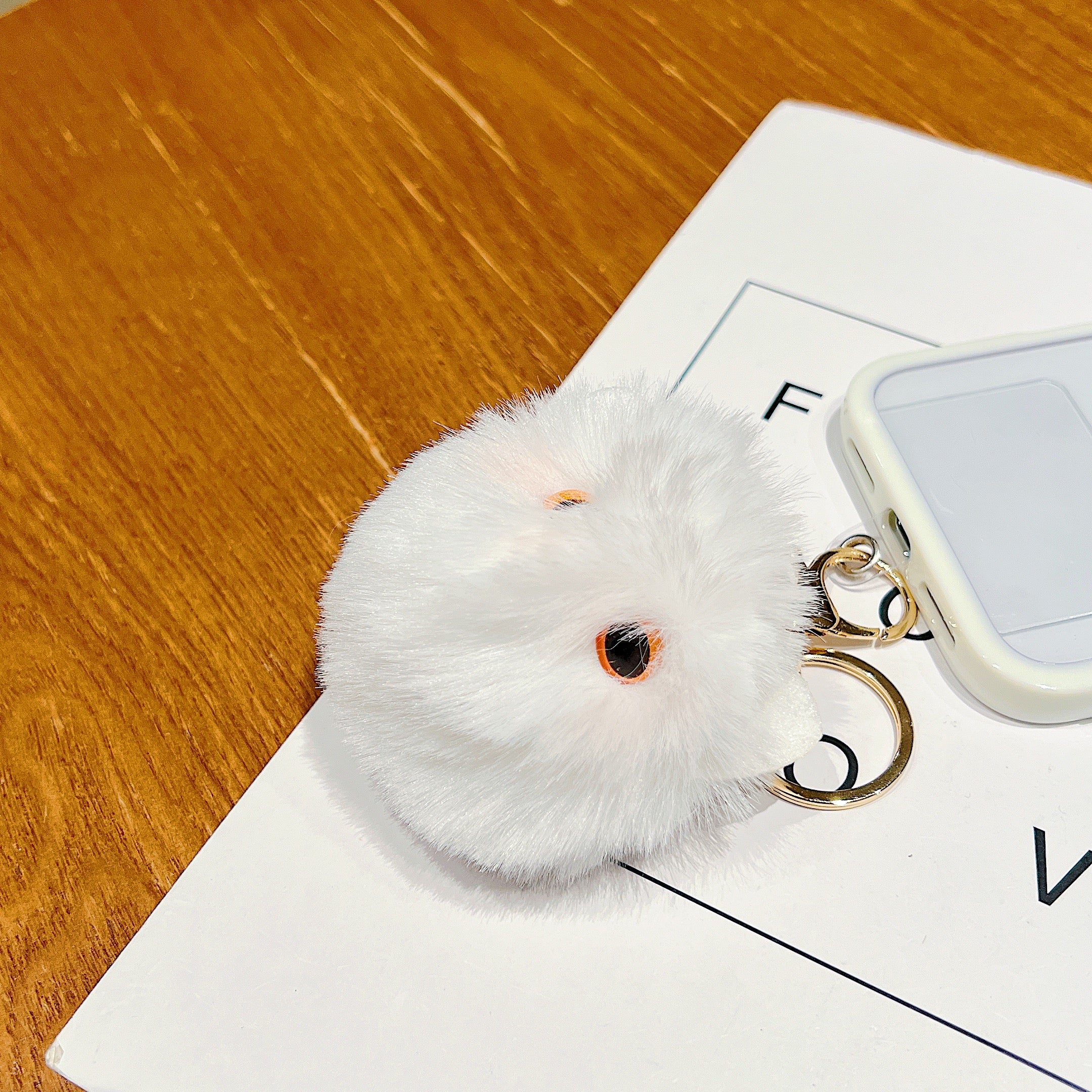 Snow White Fluffy Pom-Pom Charm