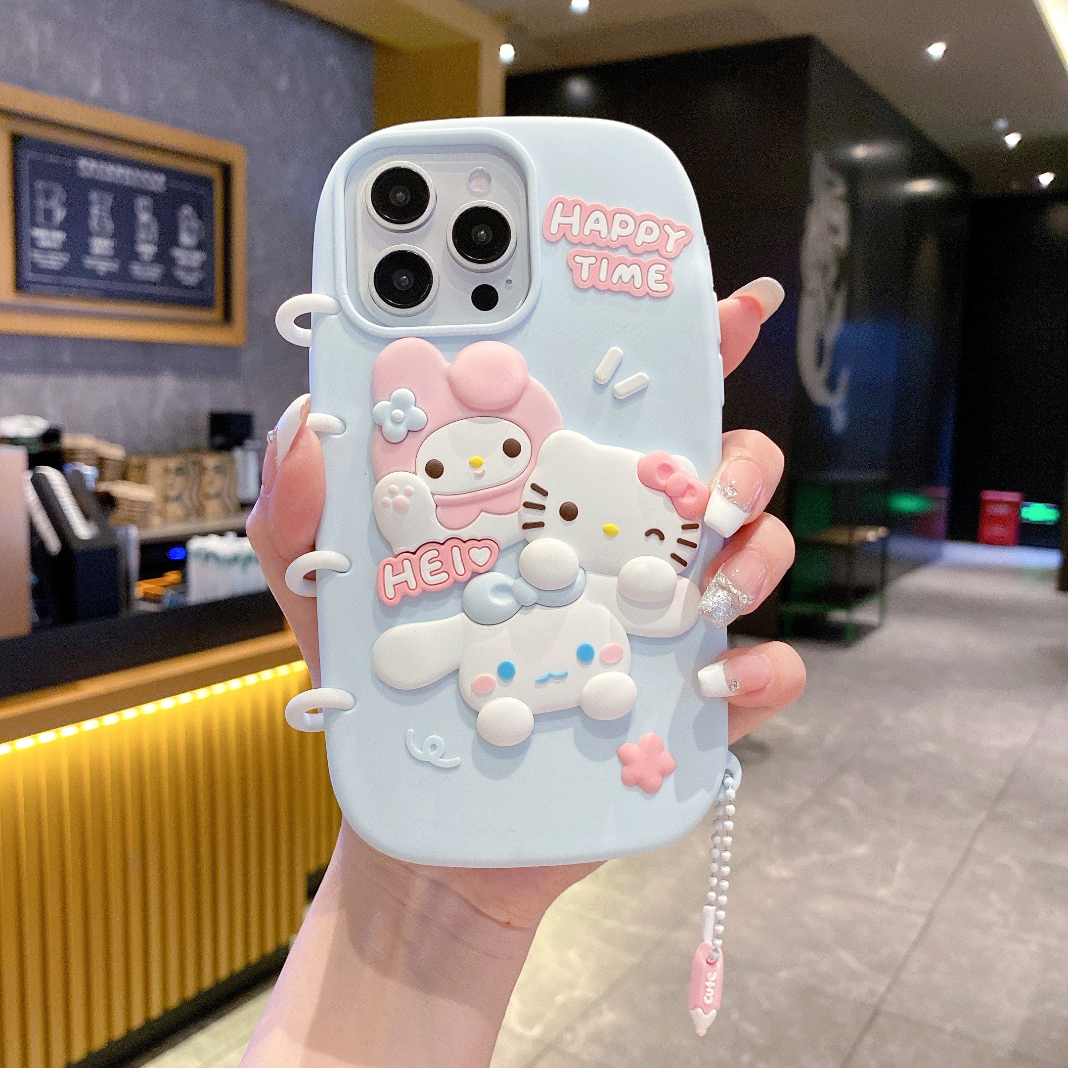 Spiral Happy Time Kitty Silicon Phone Case For iPhone 13