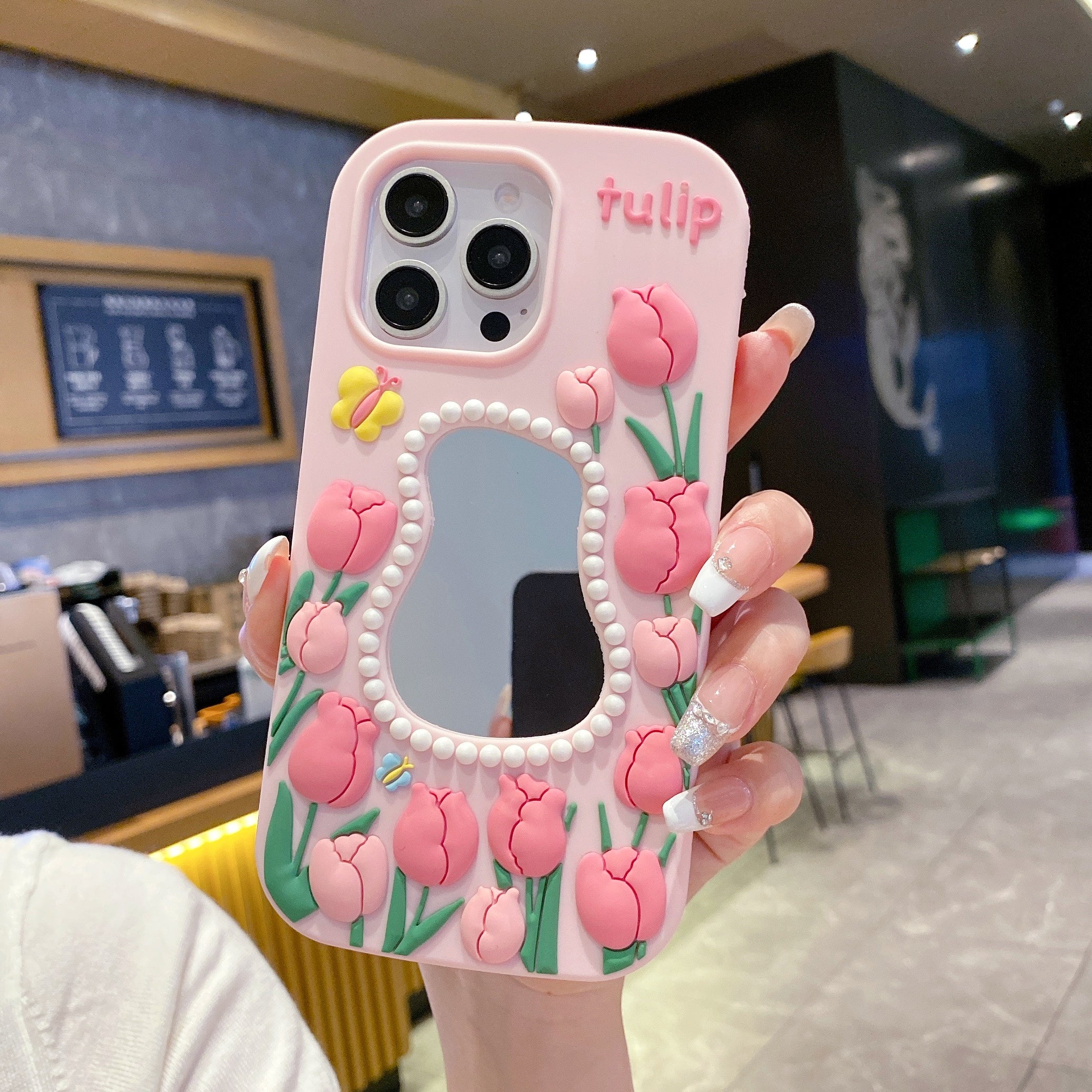 Tulip Mirror Silicon Phone Case For iPhone 15 Plus (Universal Camera Cut)