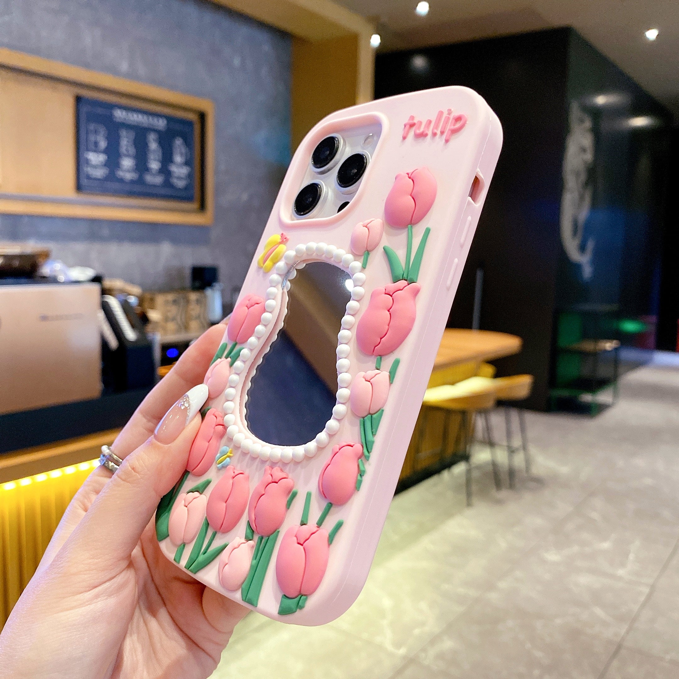 Tulip Mirror Silicon Phone Case For iPhone 15 Plus (Universal Camera Cut)