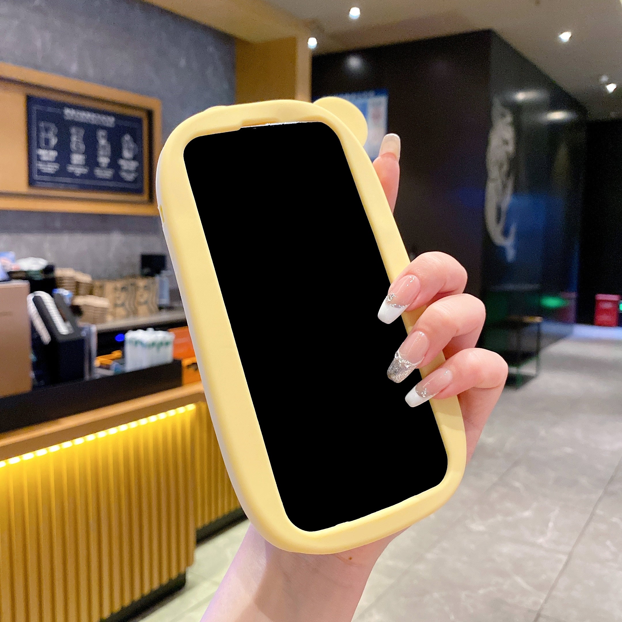 Yellow Lovely Chik Rilakkuma Bear Lens Frame Silicon Phone Cases For iPhone 16 Pro Max