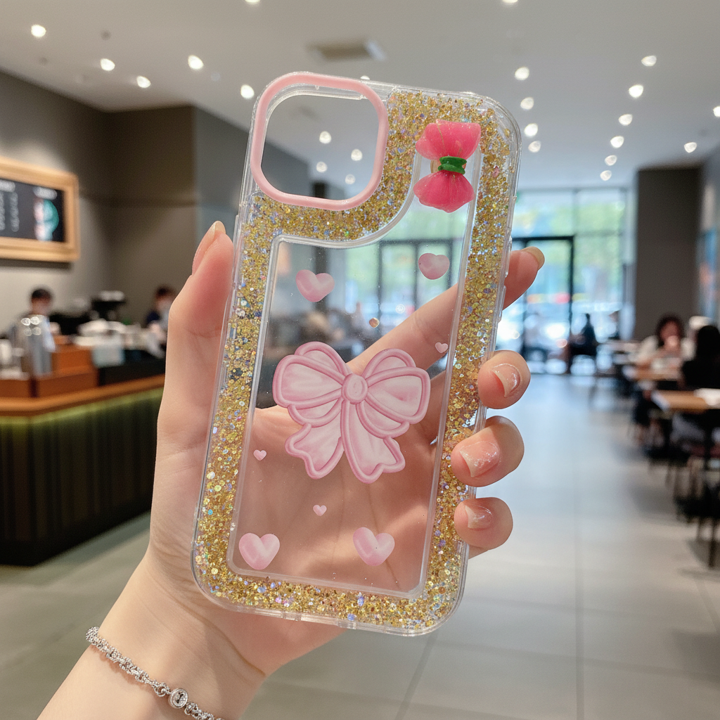Pink Bow With Glitter - Phone Case For iPhone 14 Plus