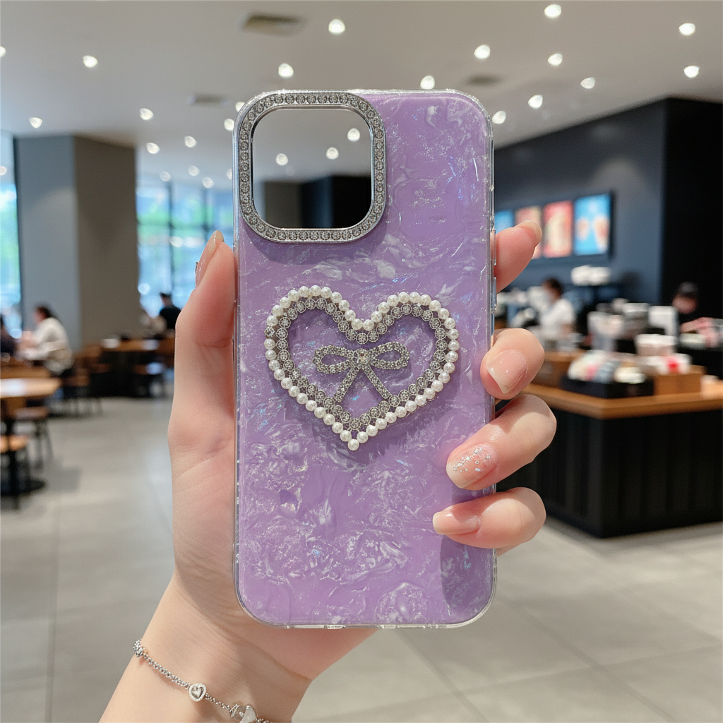 Lavender Éclat Bow Heart Frame - Phone Case For iPhone 15 Pro Max