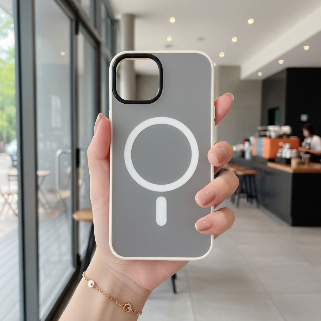 Black Fog With White MagSafe Ring Silicone Case - Phone Case For iPhone 14