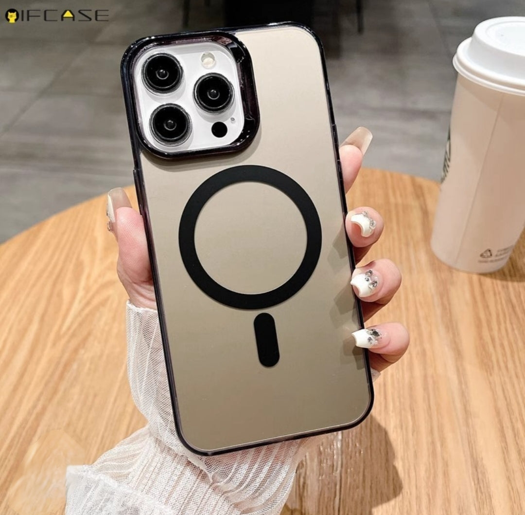 Black Luxury Smoky Phone Case With Magsafe For iPhone 14 Pro Max